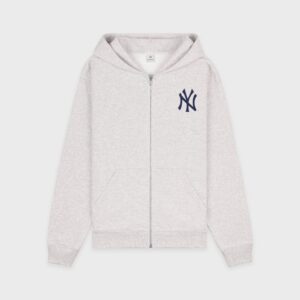 Serif Zip Hoodie Heather Gray And Navy