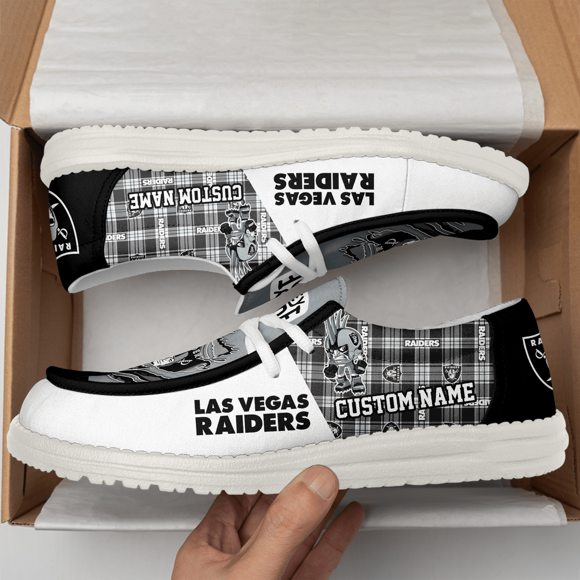 Sportwearmerch Las Vegas Raiders Personalized Hey Dude Shoes For Men And Women
