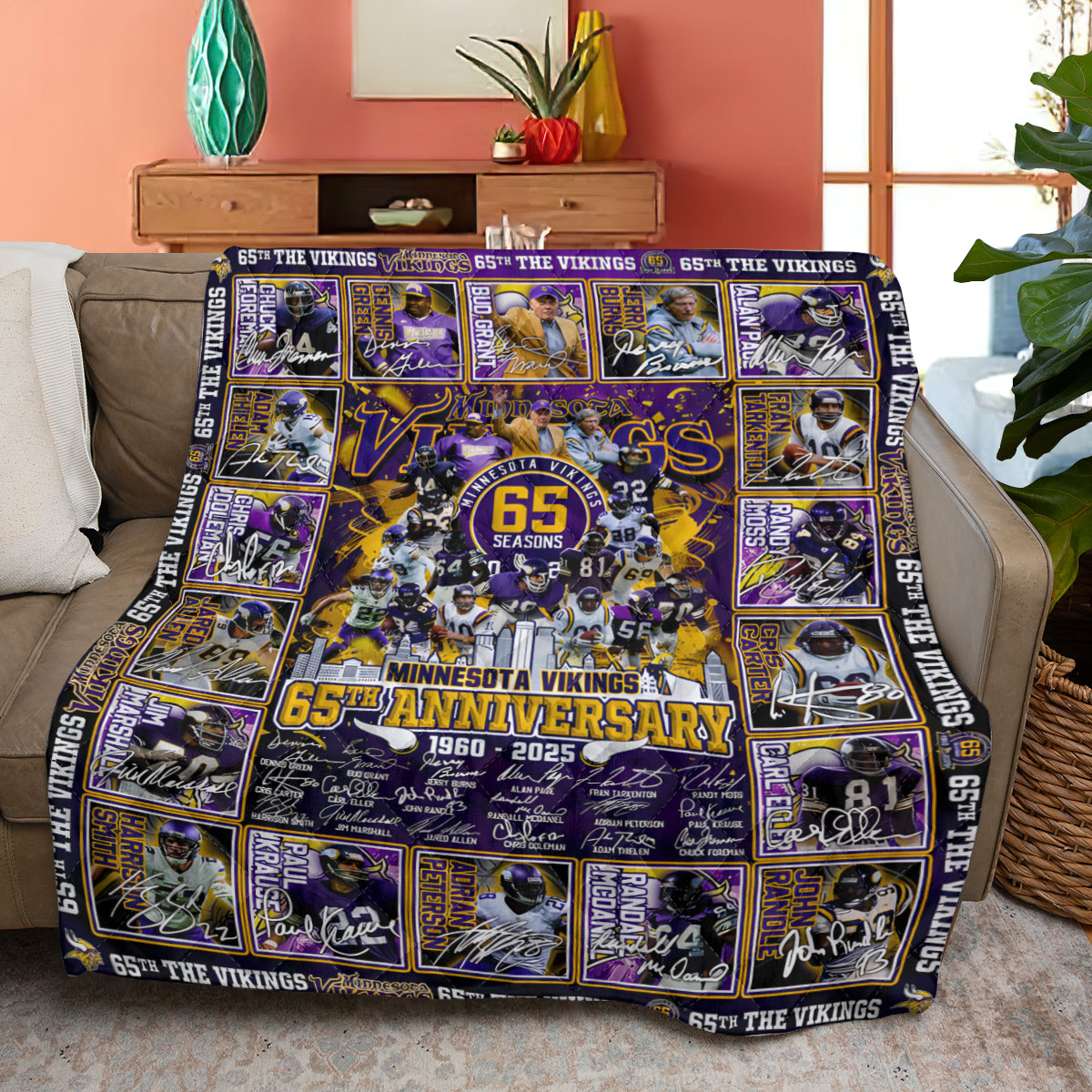Sportwearmerch Minnesota Vikings NFL Sports Premium Quilt Blanket For Fans