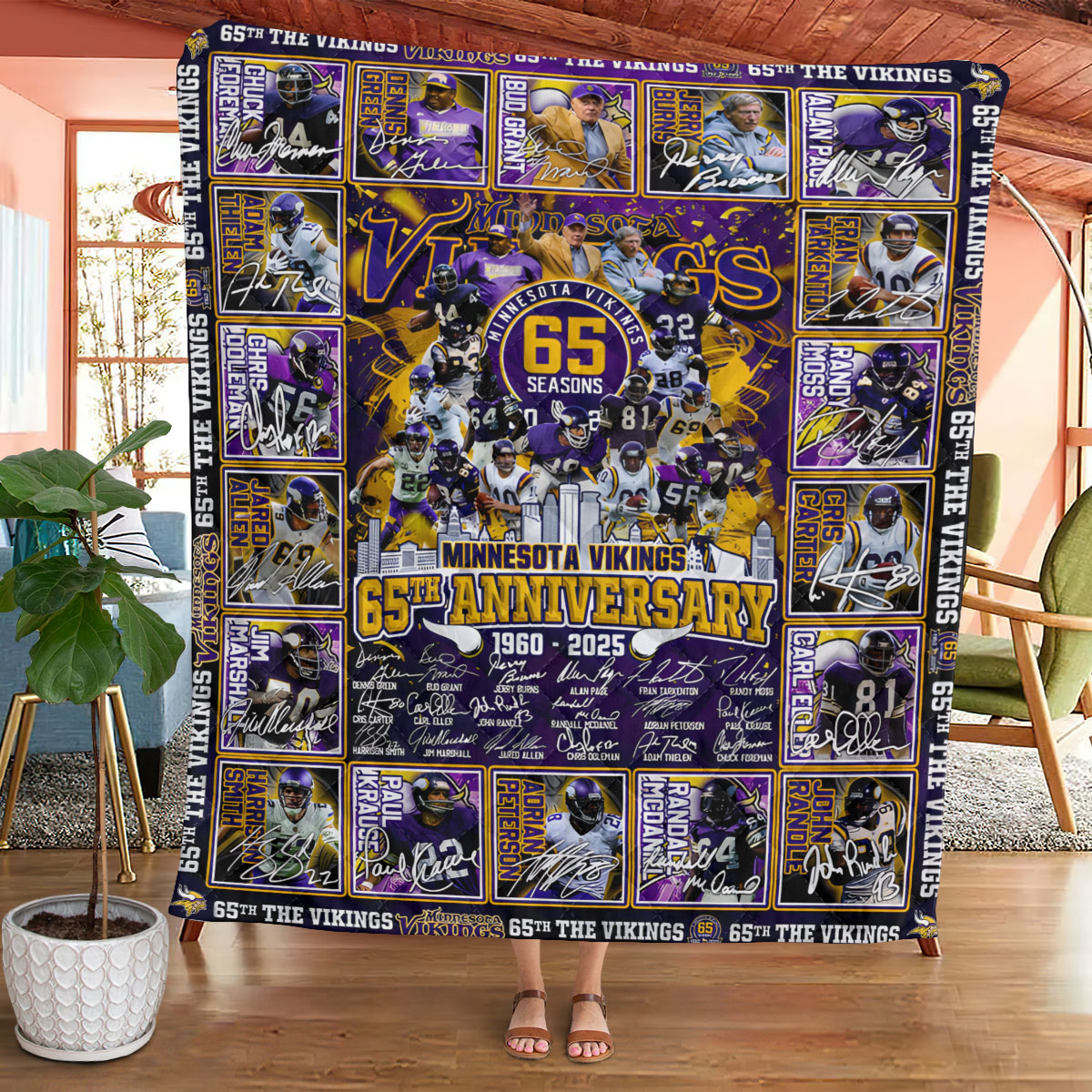 Sportwearmerch Minnesota Vikings NFL Sports Premium Quilt Blanket For Fans
