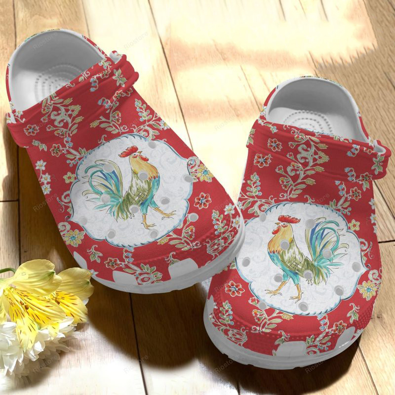 Footwearmerch Strong Rooster Croc Shoes For Mother Day - Chicken Flower Shoes Crocbland Clog Gifts For Mom Daughter
