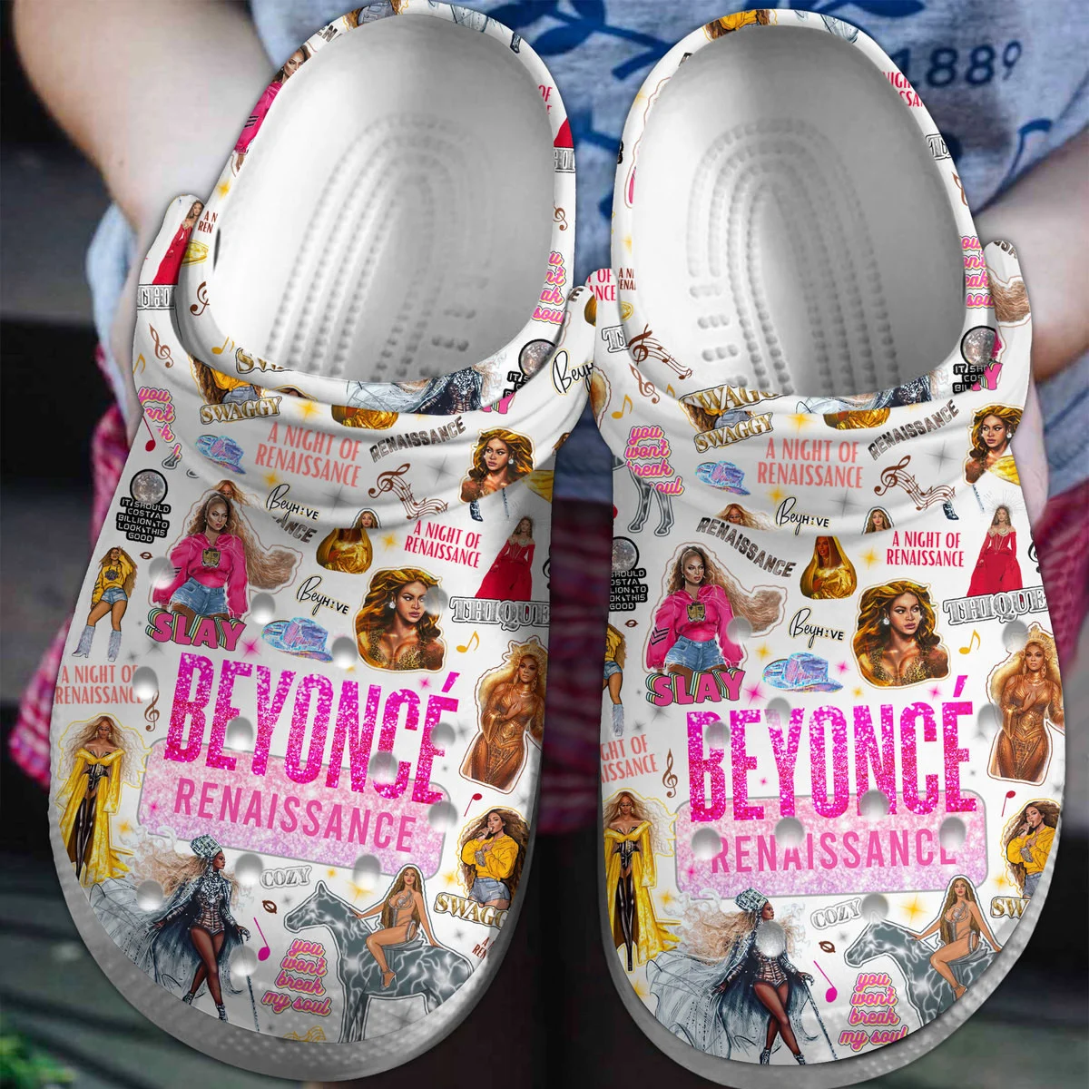 Footwearmerch Beyonce Singer Music Crocs Crocband Clogs Shoes Custom Name For Men Women and Kids