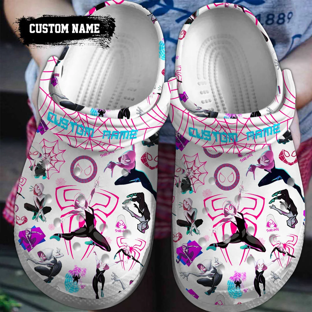 Footwearmerch Spider Man Across the Spider-Verse Movie Crocs Crocband Clogs Custom Name For Men Women and Kids