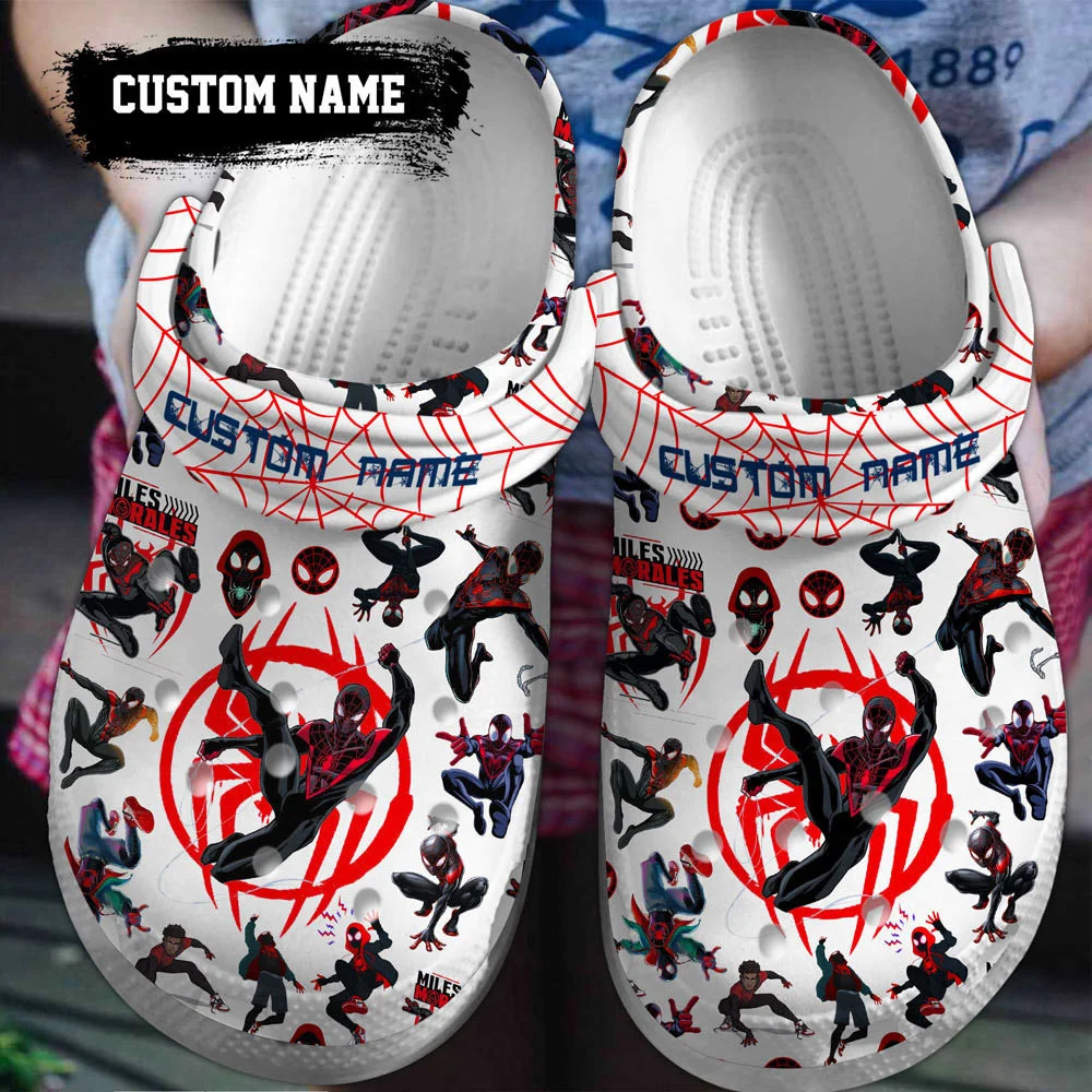 Footwearmerch Spider Man Across the Spider-Verse Movie Crocs Crocband Shoes Clogs Custom Name For Men Women and Kids