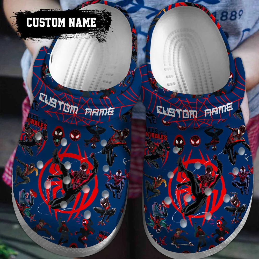 Footwearmerch Spider Man Across the Spider-Verse Movie Crocs Clogs Crocband Shoes Custom Name For Men Women and Kids