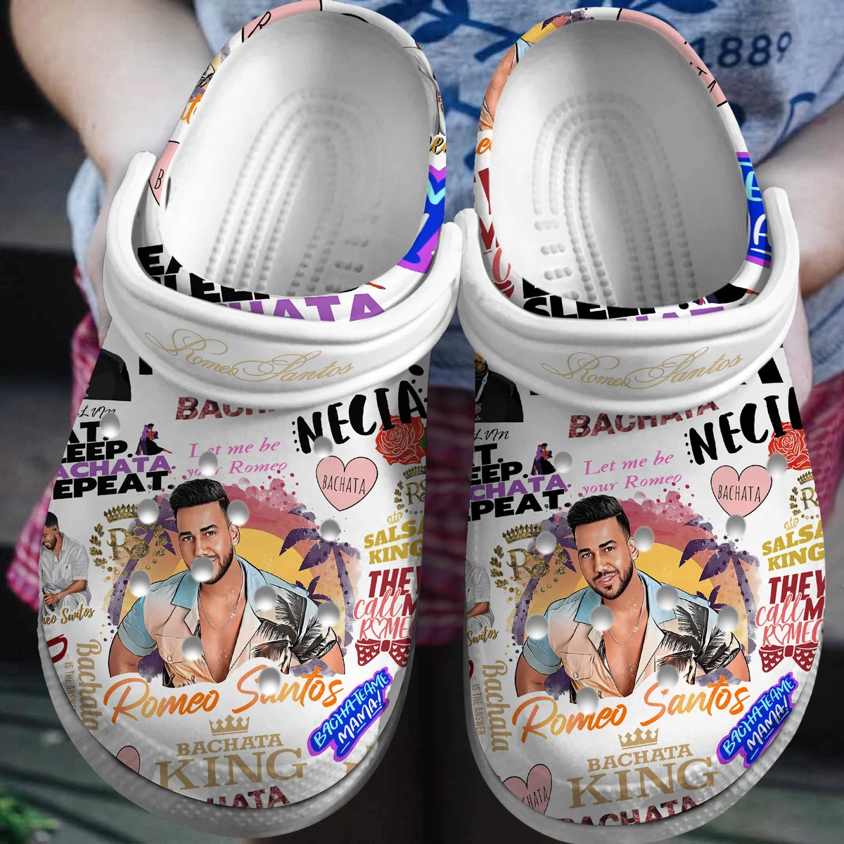 Footwearmerch Romeo Santos Singer Music Crocs Crocband Clogs Shoes For Men Women and Kids
