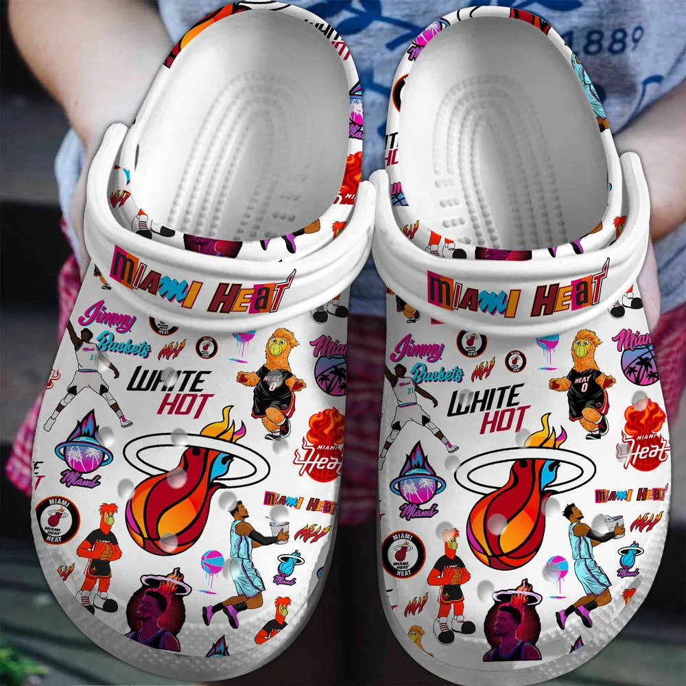 Footwearmerch Miami Heat NBA Sport Crocs Crocband Shoes Clogs Comfortable For Men Women and Kids
