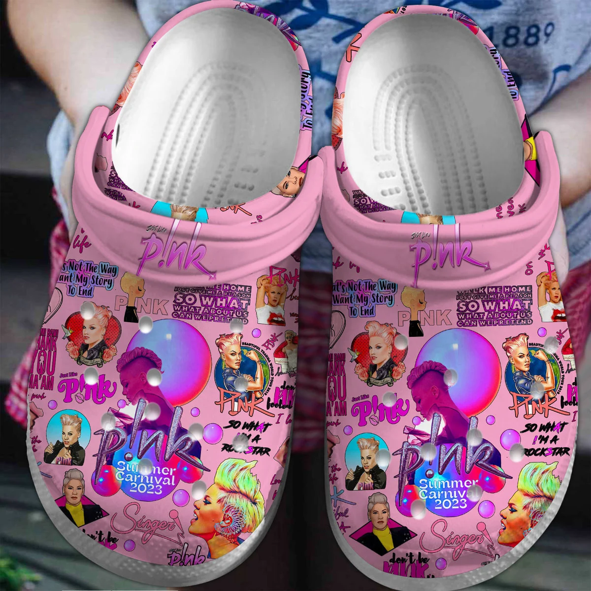 Footwearmerch Pink Music Singer Crocs Crocband Clogs Shoes Comfortable For Men Women