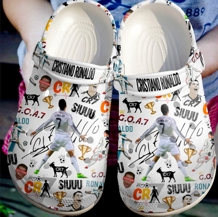 Footwearmerch Cristiano Ronaldo CR7 Crocs Crocband Clogs Shoes Comfortable For Men Women and Kids