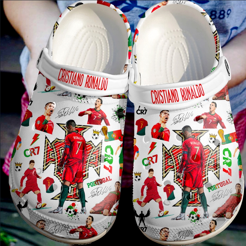 Footwearmerch Cristiano Ronaldo CR7 Crocs Crocband Clogs Shoes Comfortable For Men Women and Kids