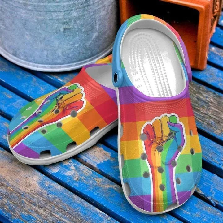 Footwearmerch LGBT Pride Month Crocs Crocband Clogs Shoes Custom Name Comfortable For Men Women and Kids