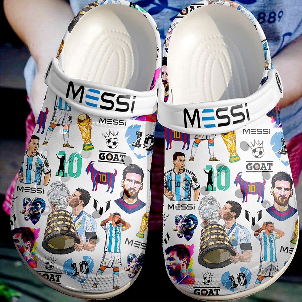 Footwearmerch Lionel Messi Football Soccer Sport Crocs Crocband Clogs Shoes Comfortable For Men Women and Kids