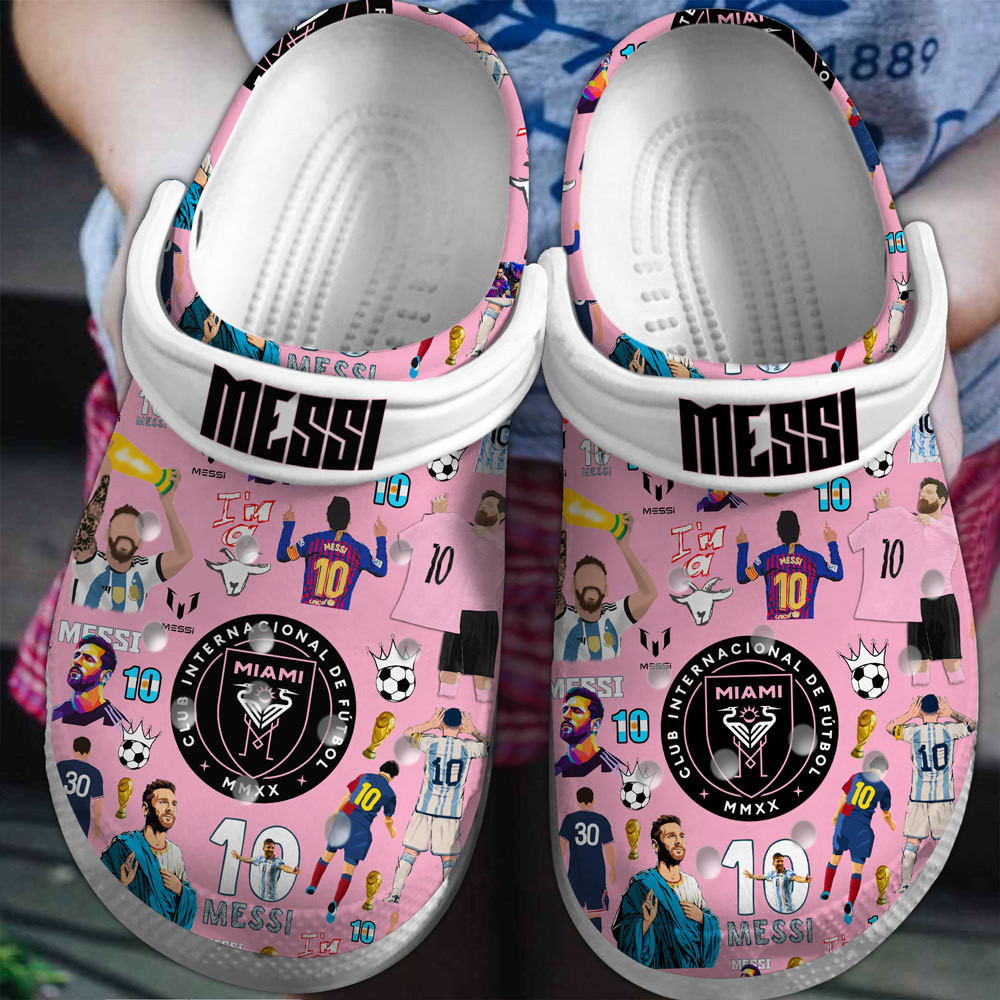 Footwearmerch Lionel Messi Football Soccer Sport Crocs Crocband Clogs Shoes Comfortable For Men Women and Kids