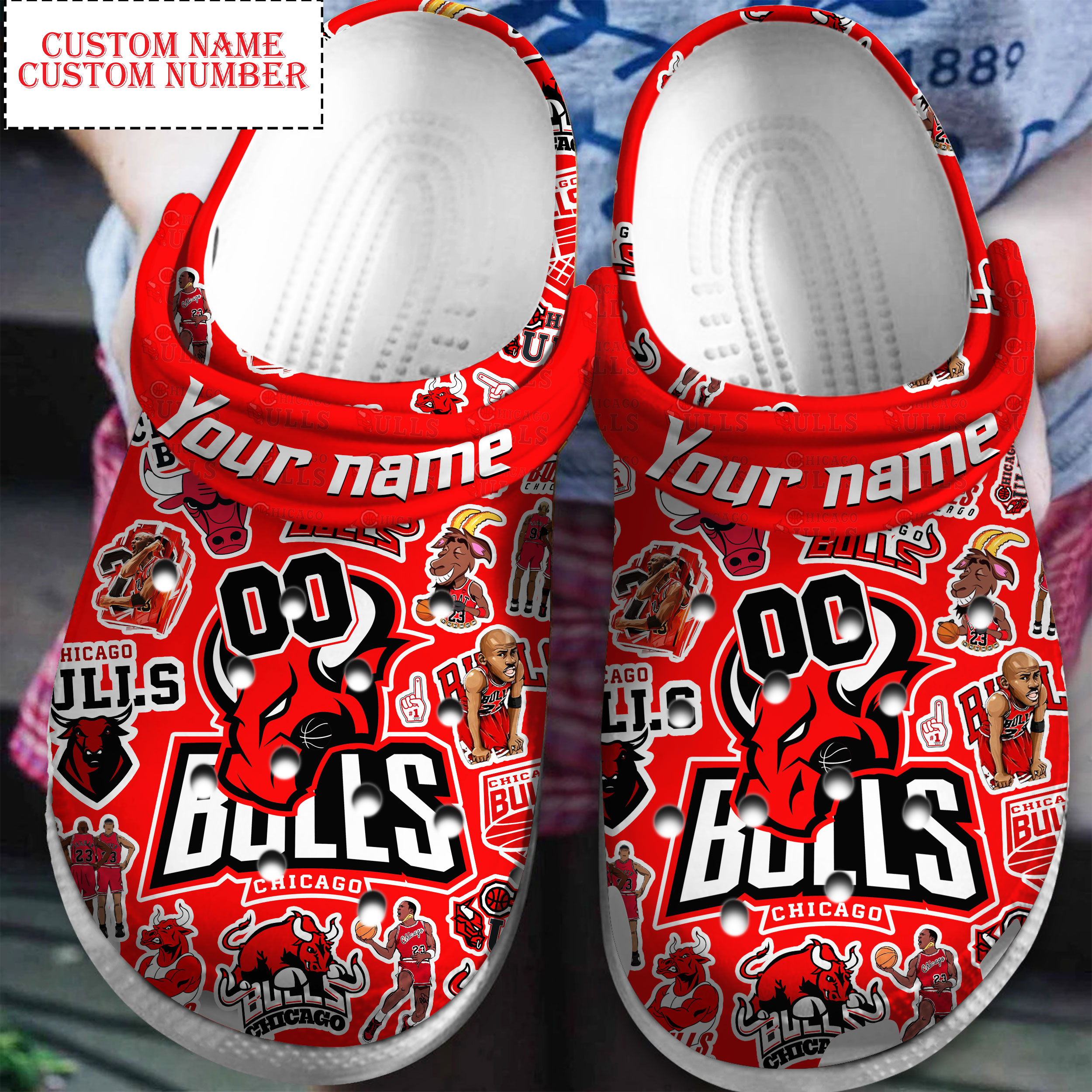 Footwearmerch Chicago Bulls NBA Sport Crocs Clogs Crocband Shoes Custom Name For Men Women and Kids
