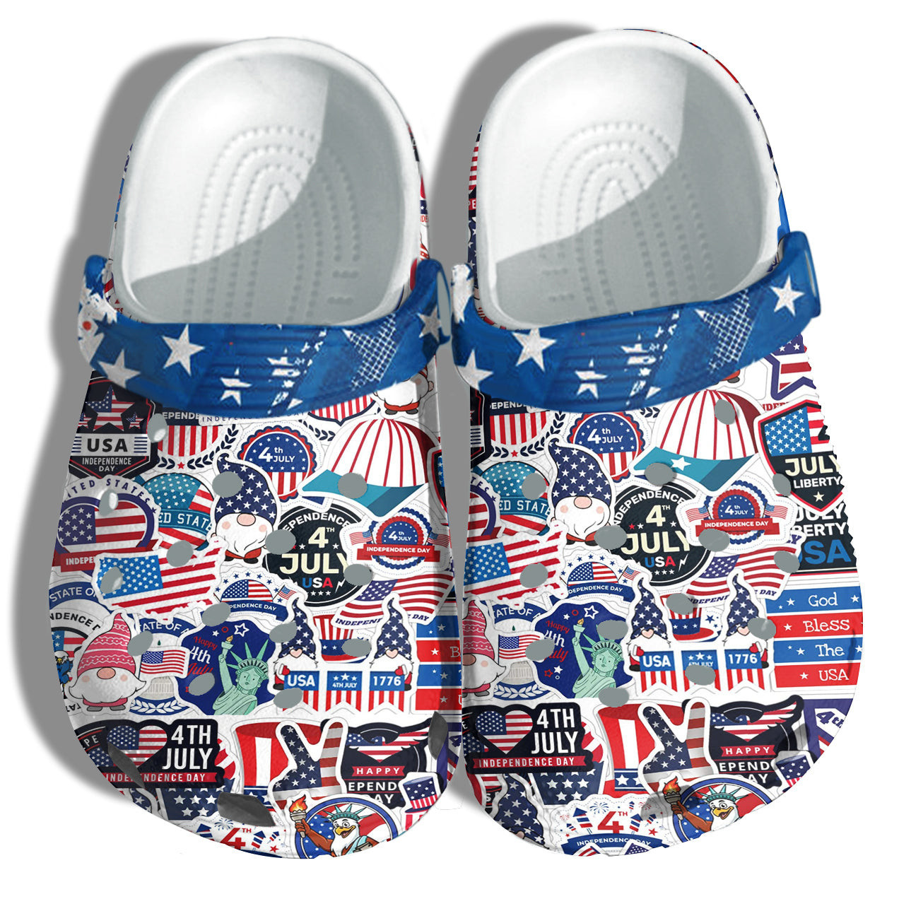 Footwearmerch 4Th Of July Sticker National Day Shoes Gift Women - Gnomes God Bless The Usa America Flag Shoes Birthday Gift