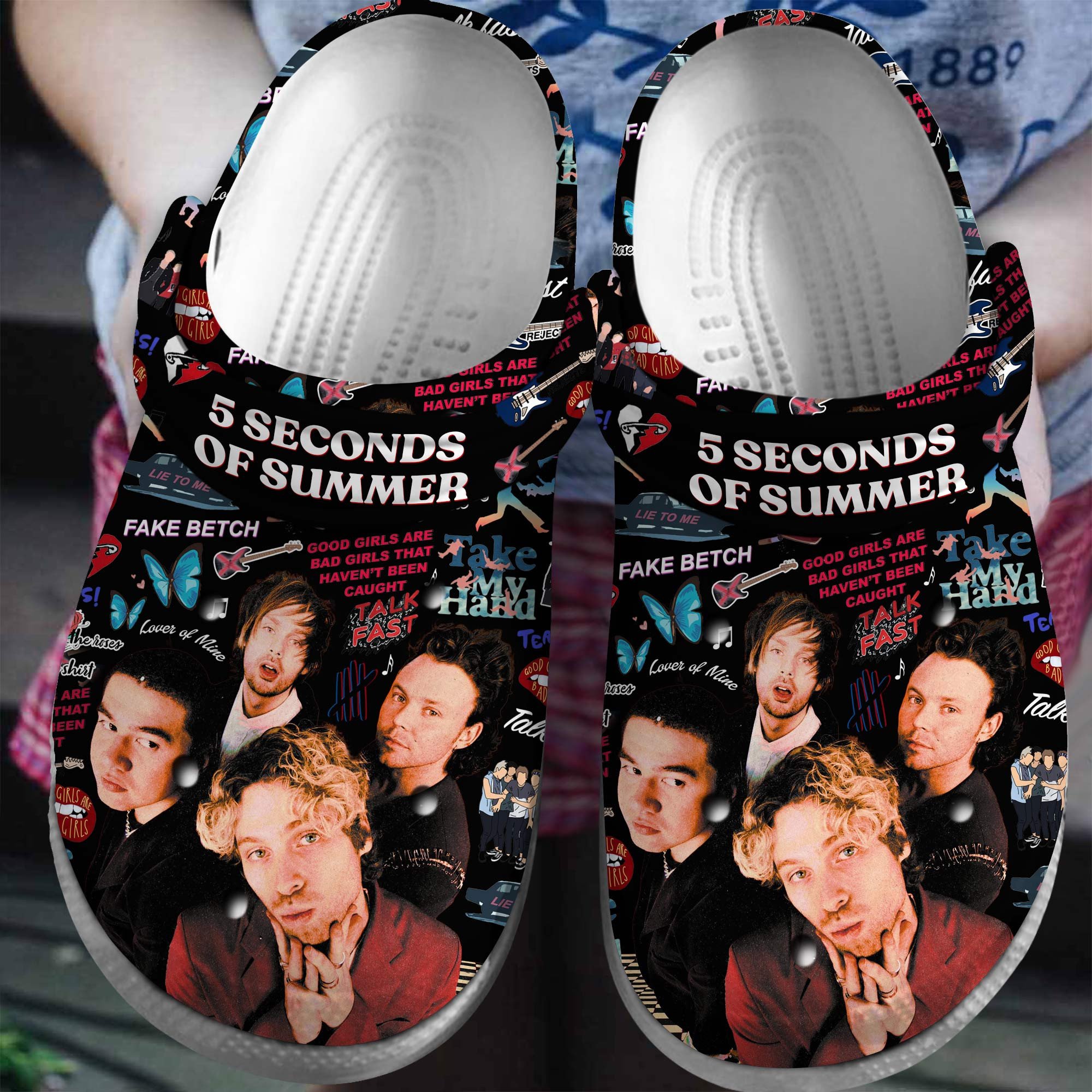 Footwearmerch 5 Seconds of Summer Band Music Crocs Crocband Clogs Shoes Comfortable For Men Women and Kids