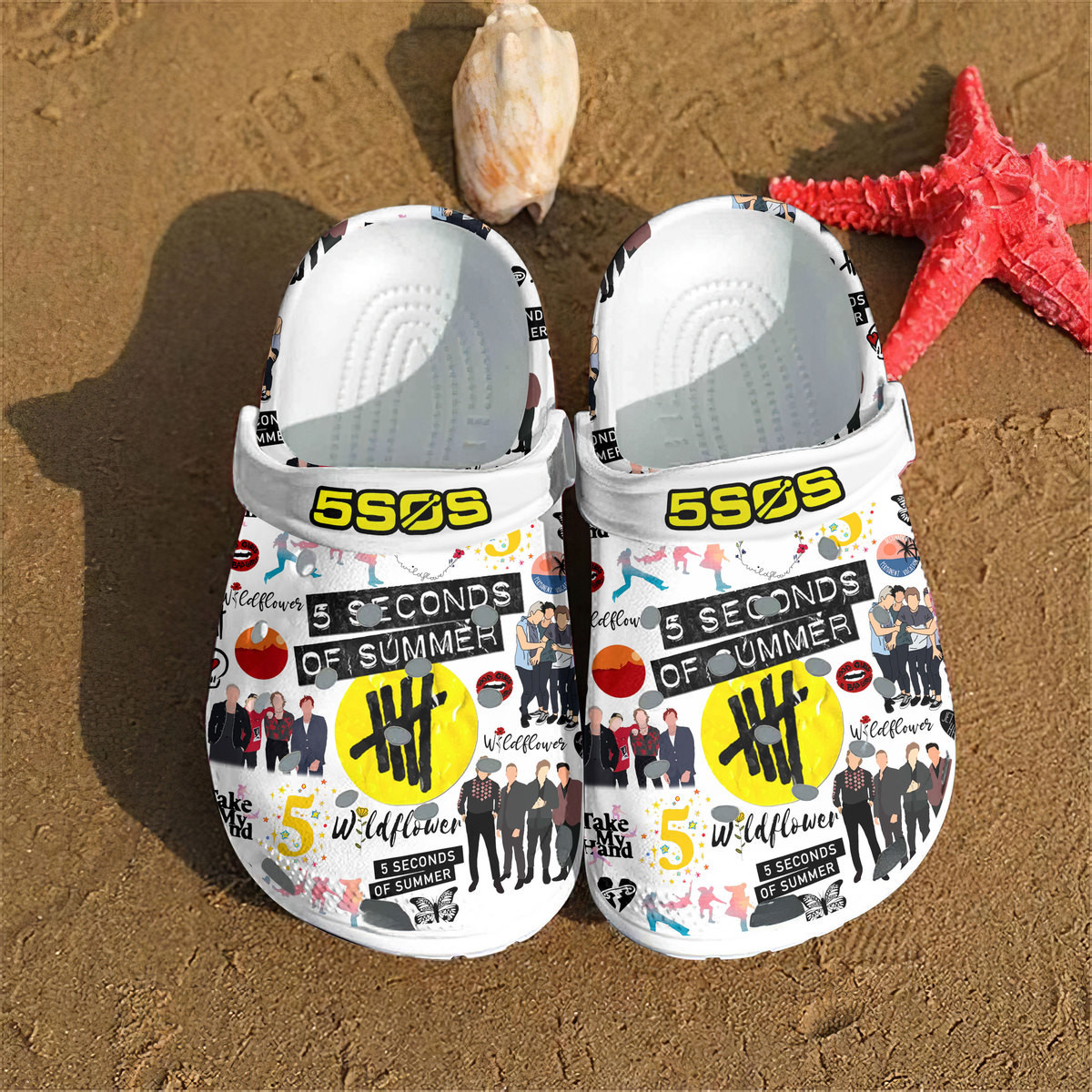Footwearmerch 5 Seconds Of Summer Music Crocs Crocband Clogs Shoes Comfortable For Men Women and Kids