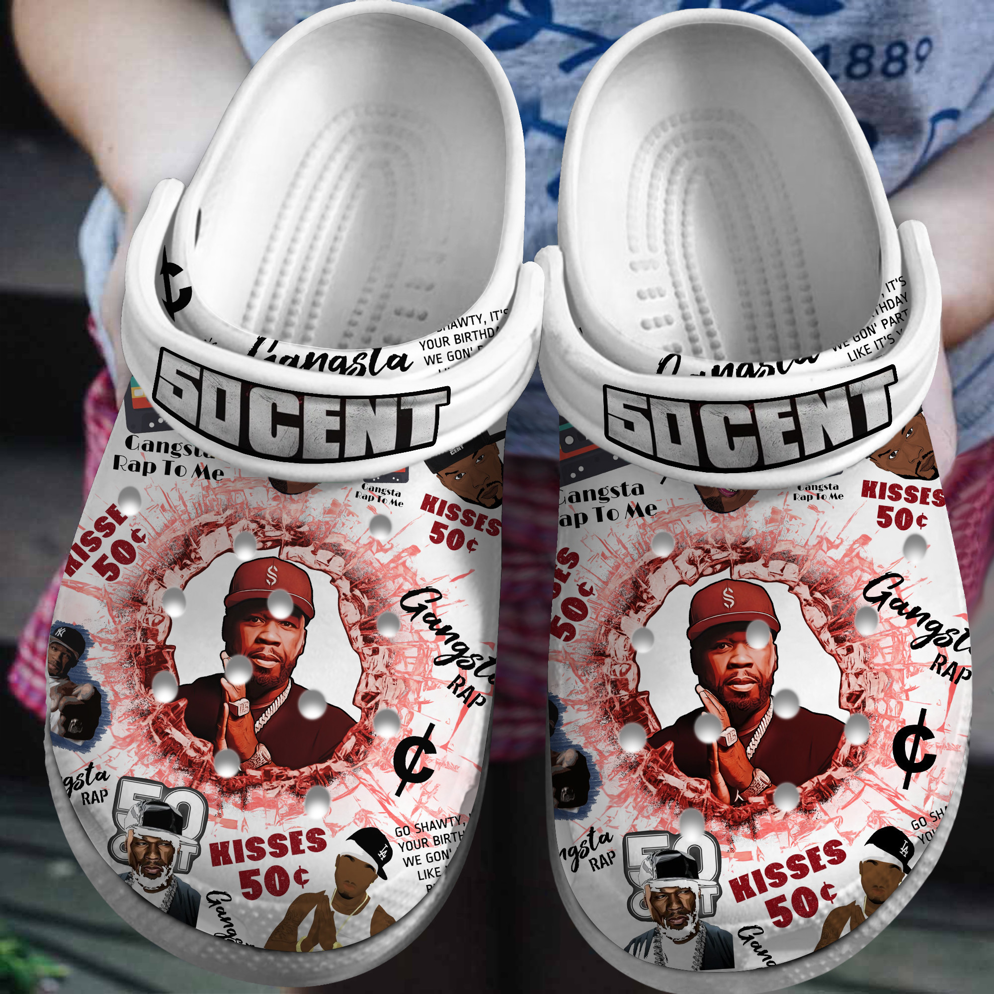 Footwearmerch 50 Cent Music Crocs Crocband Clogs Shoes Comfortable For Men Women and Kids