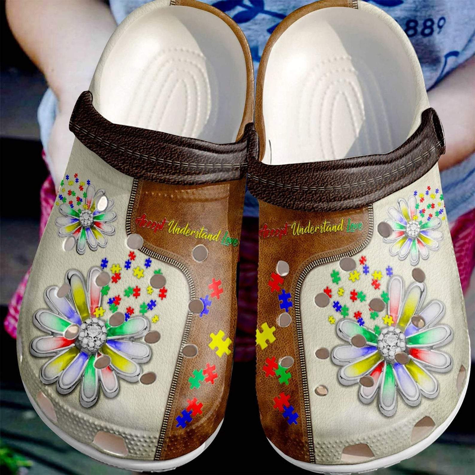 Footwearmerch Accept Understand Love Autism Awareness Shoes - Sunflower Puzzle Custom Shoe Birthday Gifts For Men Women