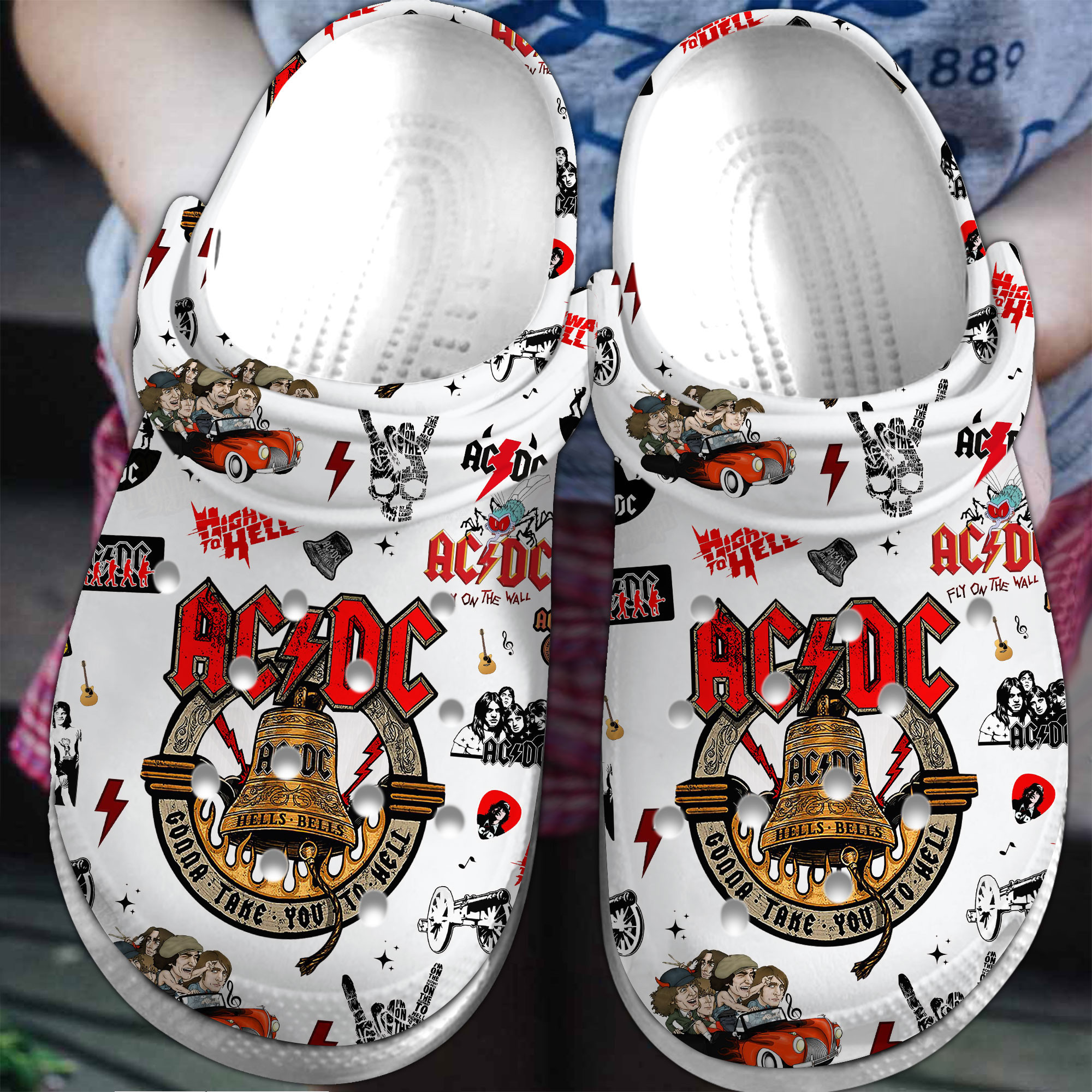 Footwearmerch AC/DC Music Crocs Crocband Clogs Shoes Comfortable For Men Women and Kids