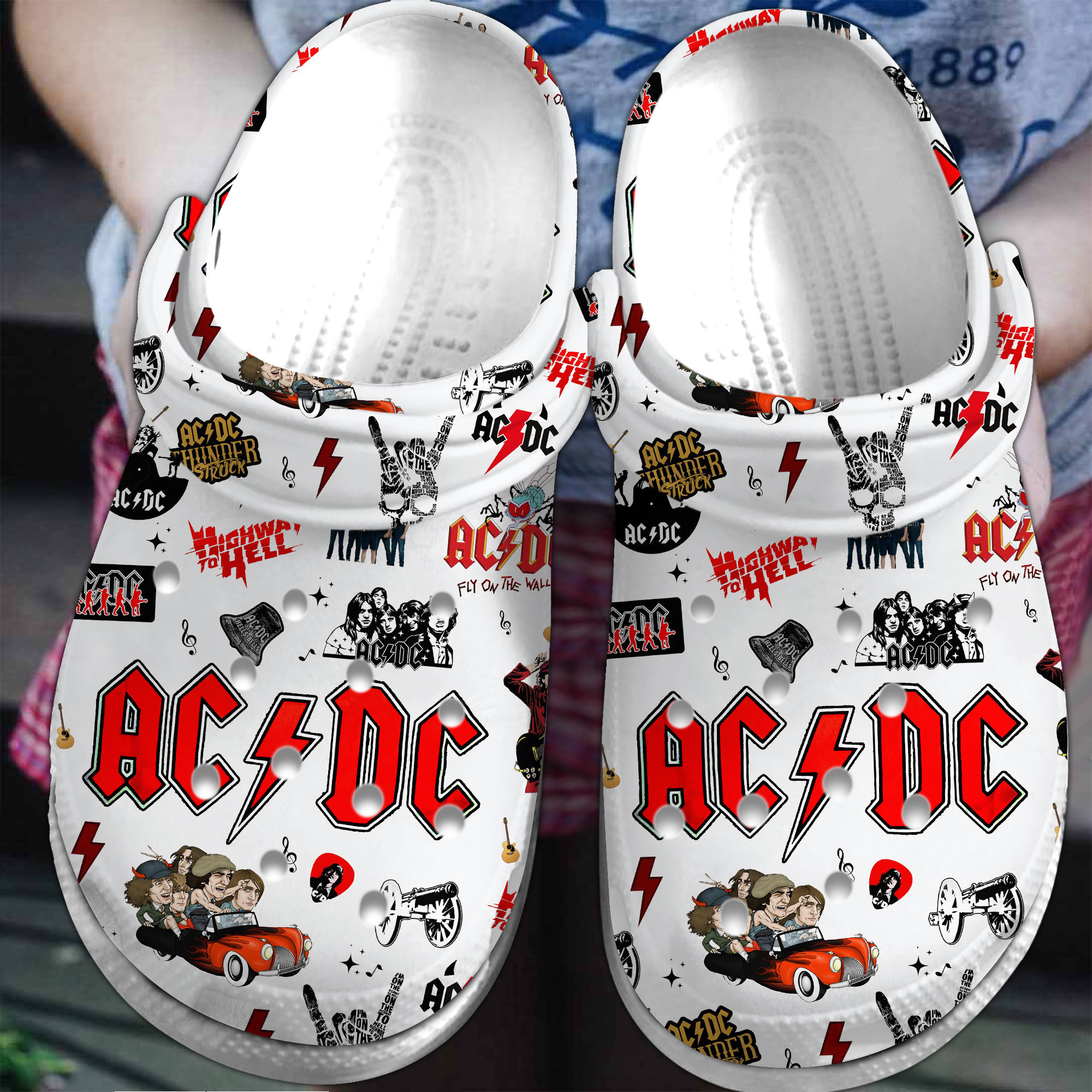 Footwearmerch AC/DC Music Crocs Crocband Clogs Shoes Comfortable For Men Women and Kids
