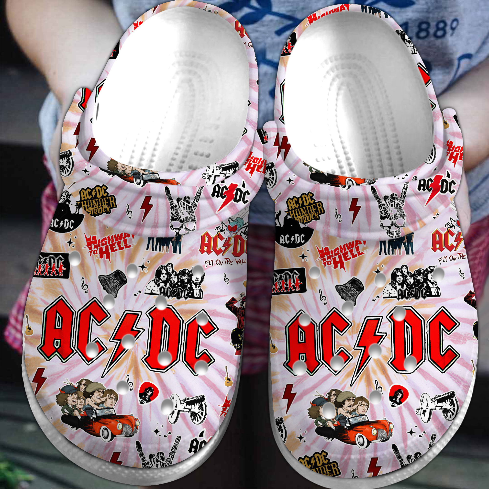 Footwearmerch AC/DC Music Crocs Crocband Clogs Shoes Comfortable For Men Women and Kids