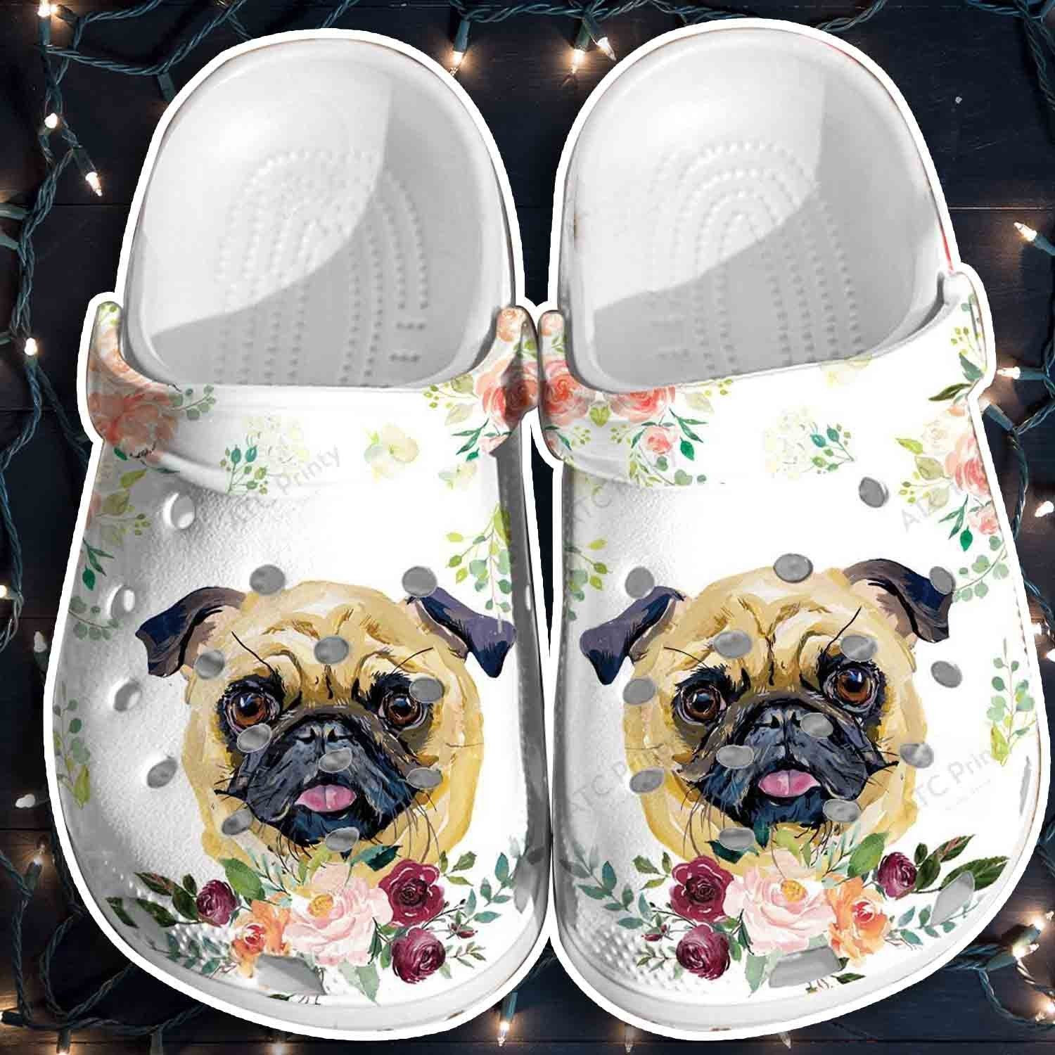 Footwearmerch Adorable Pitbull Shoes Clogs For Mother Day - Roses Dog Custom Shoe Gifts For Mom Daughter