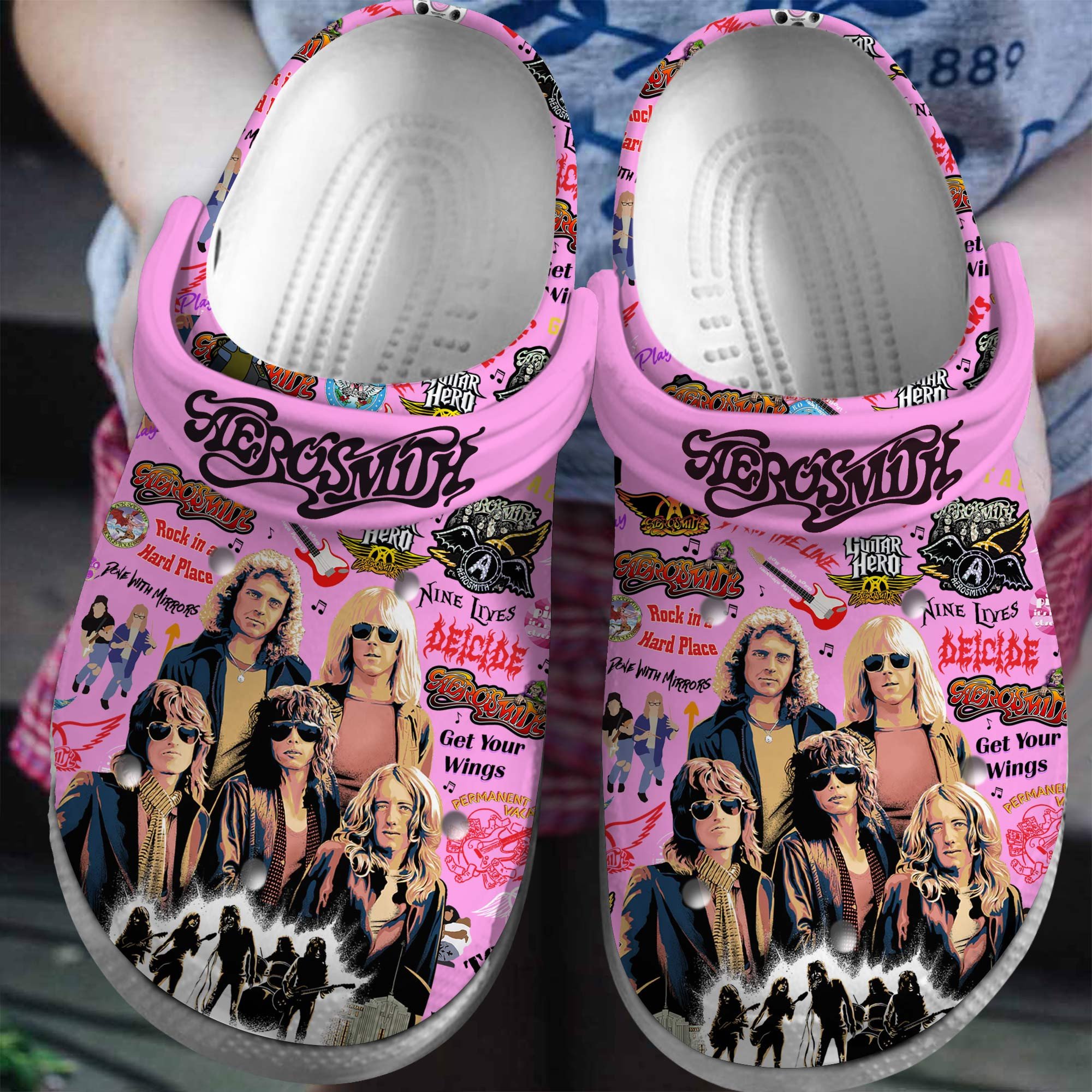 Footwearmerch Aerosmith Band Music Crocs Crocband Clogs Shoes Comfortable For Men Women and Kids