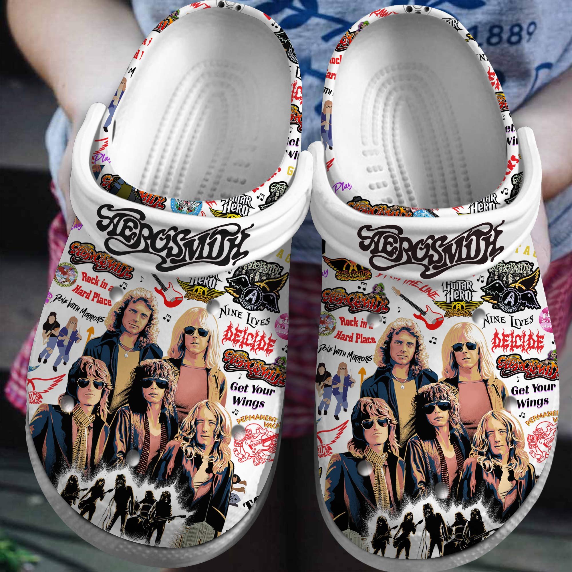 Footwearmerch Aerosmith Band Music Crocs Crocband Clogs Shoes Comfortable For Men Women and Kids