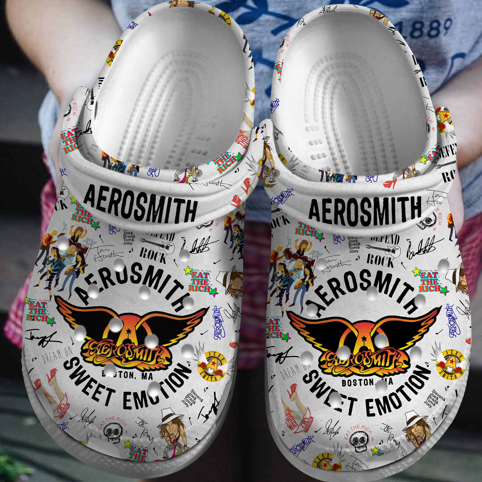 Footwearmerch Aerosmith Music Crocs Crocband Clogs Shoes Comfortable For Men Women and Kids