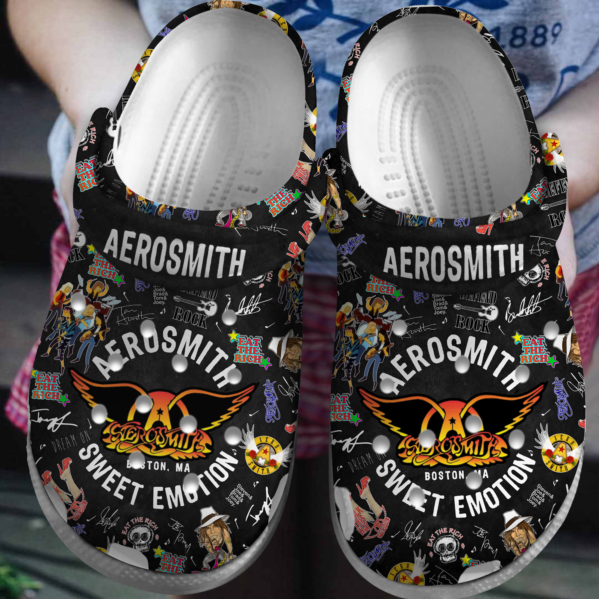 Footwearmerch Aerosmith Music Crocs Crocband Clogs Shoes Comfortable For Men Women and Kids