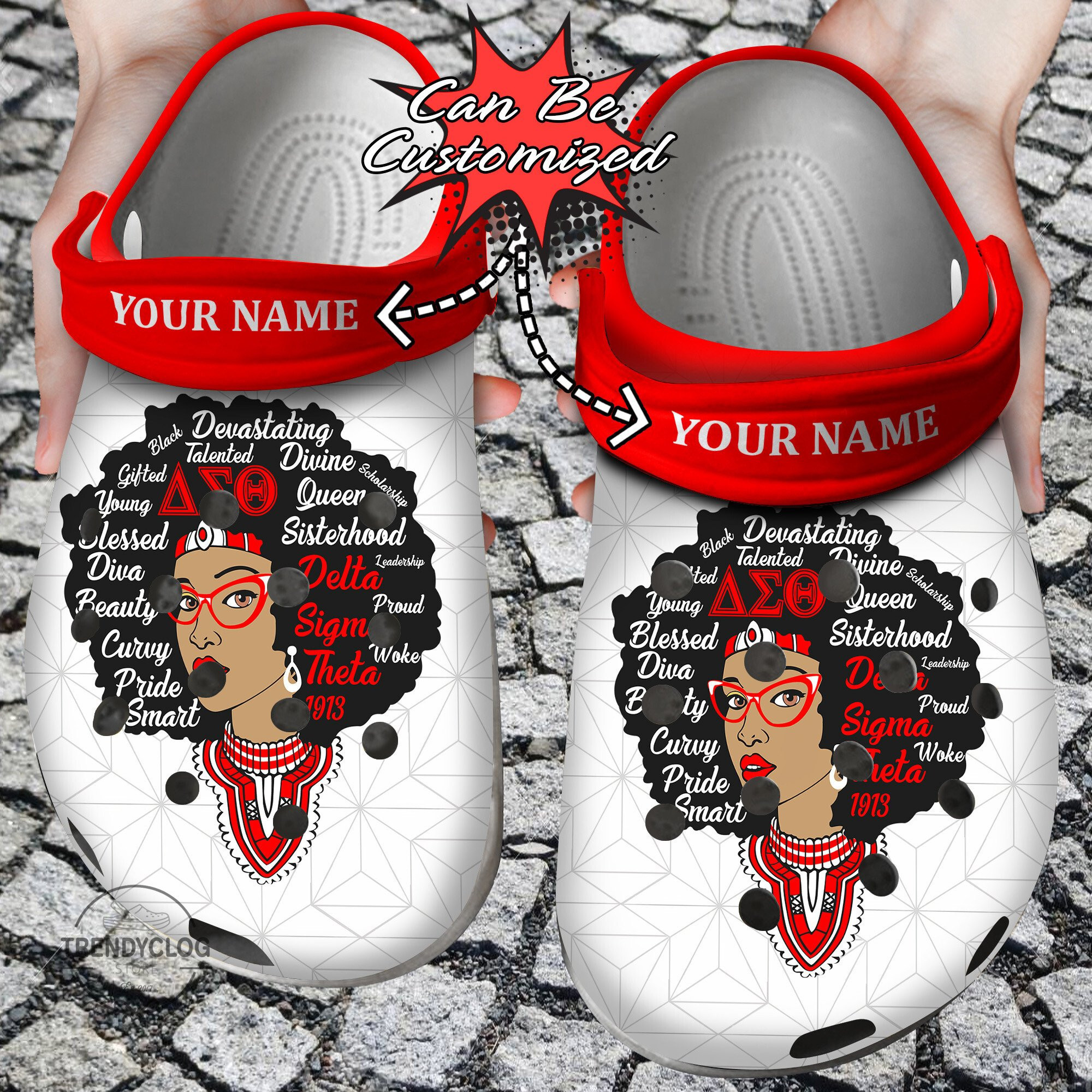 Footwearmerch African American Personalized Delta Sigma Theta Queen Clog Shoes
