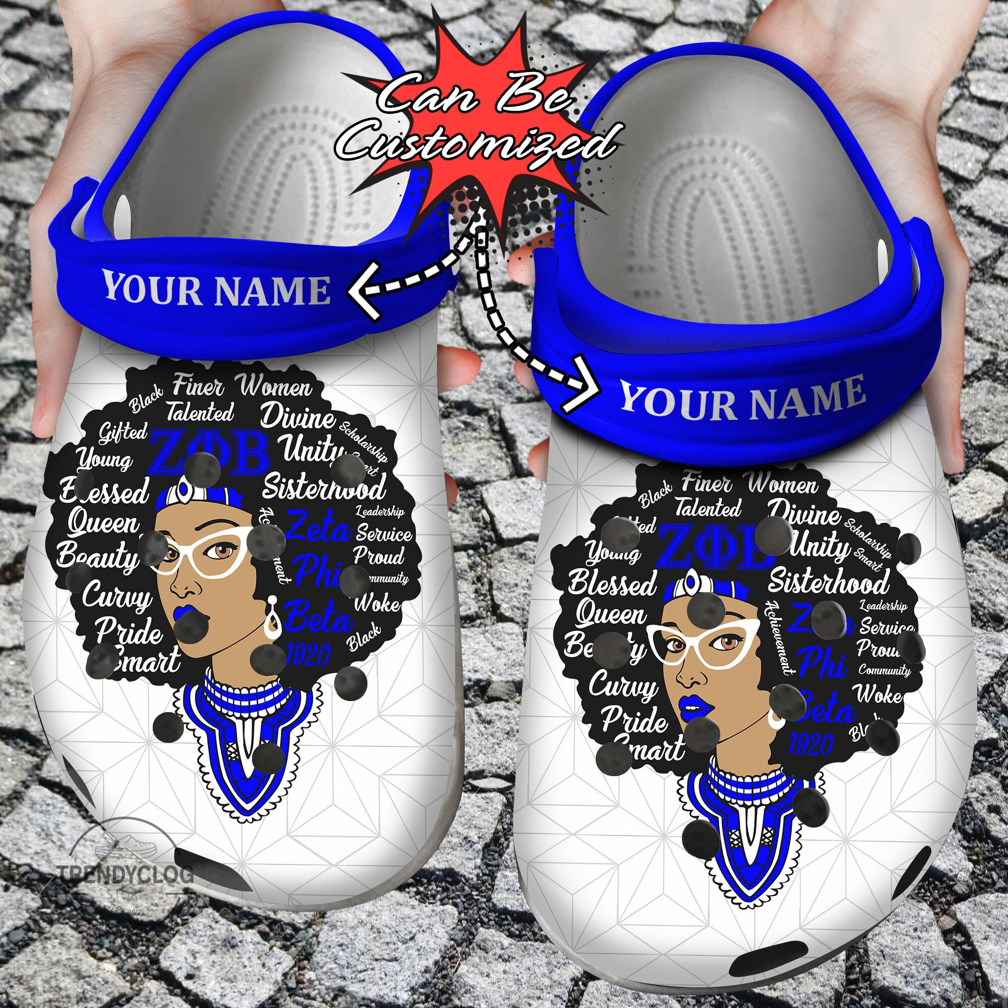 Footwearmerch African American Personalized Zeta Phi Beta Queen Clog Shoes