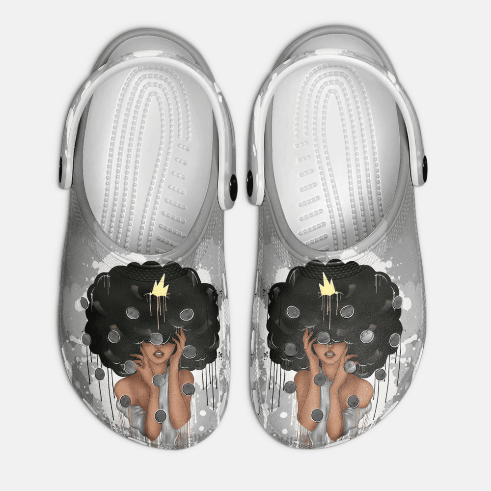 Footwearmerch Afro Queen Black Girl African American Classic Clogs Shoes