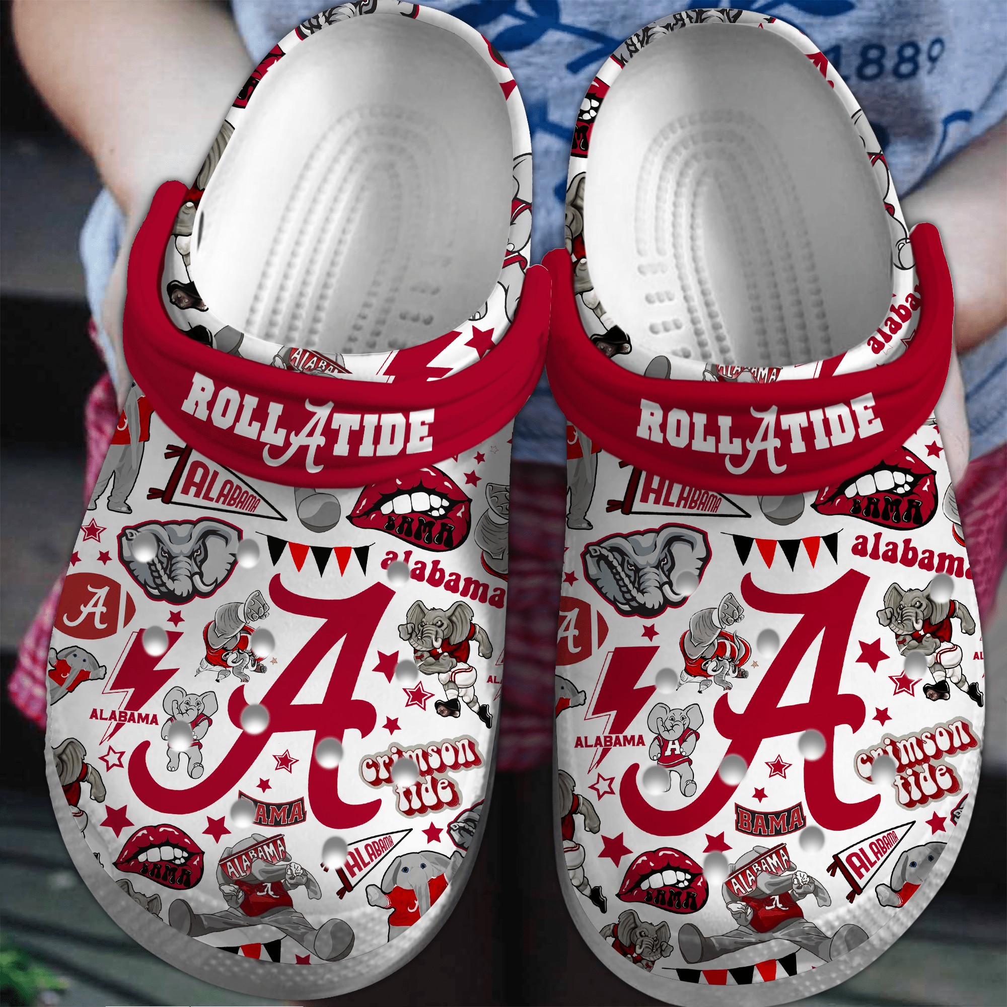 Footwearmerch Alabama Crimson Tide NCAA Sport Crocs Crocband Clogs Shoes Comfortable For Men Women and Kids