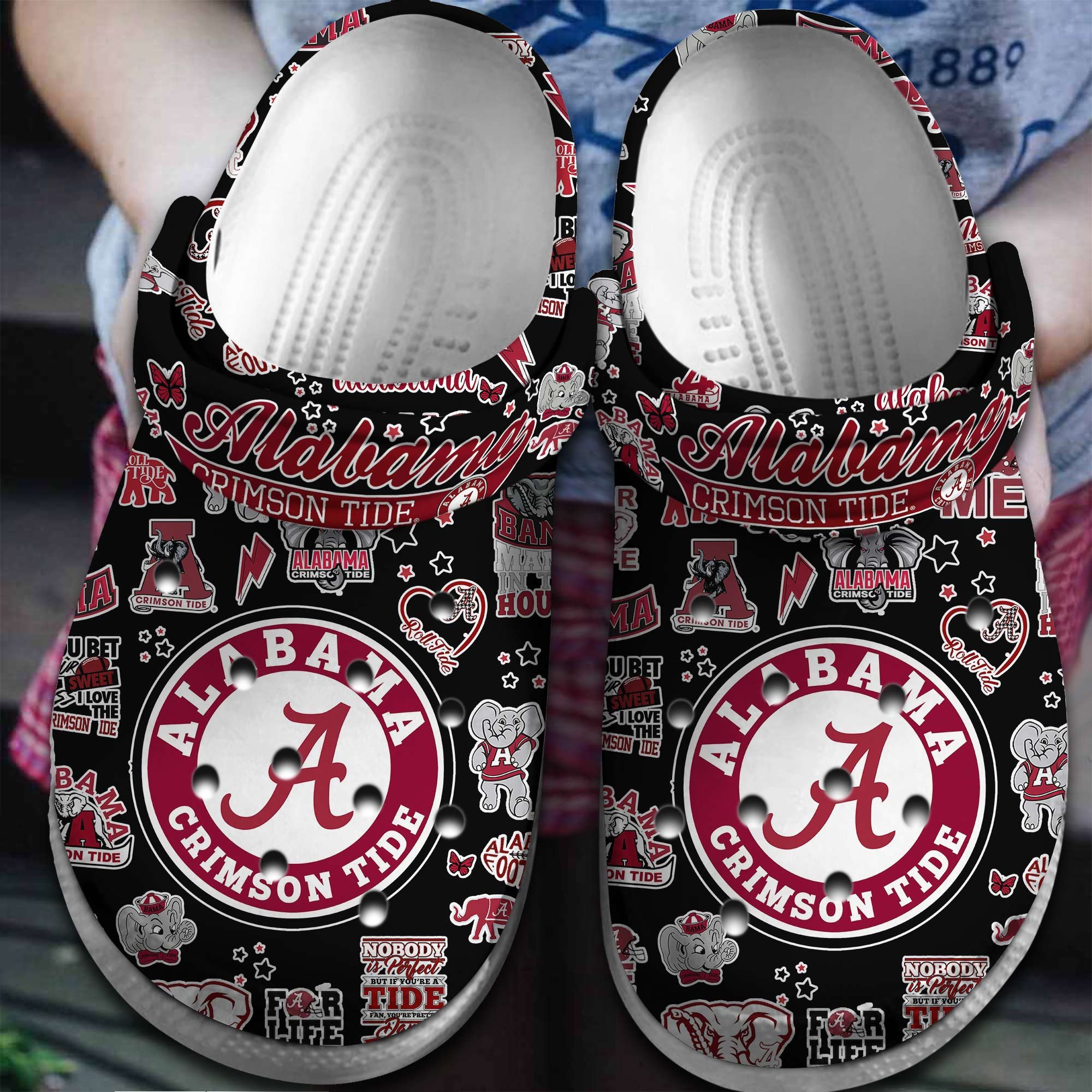 Footwearmerch Alabama Crimson Tide NCAA Sport Crocs Crocband Clogs Shoes Comfortable For Men Women and Kids