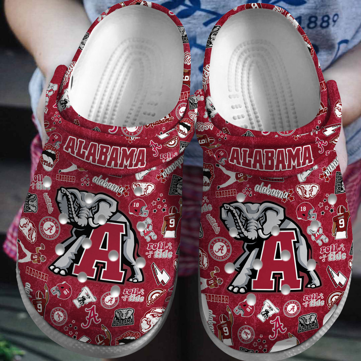 Footwearmerch Alabama Crimson Tide NCAA Sport Crocs Crocband Clogs Shoes Comfortable For Men Women and Kids