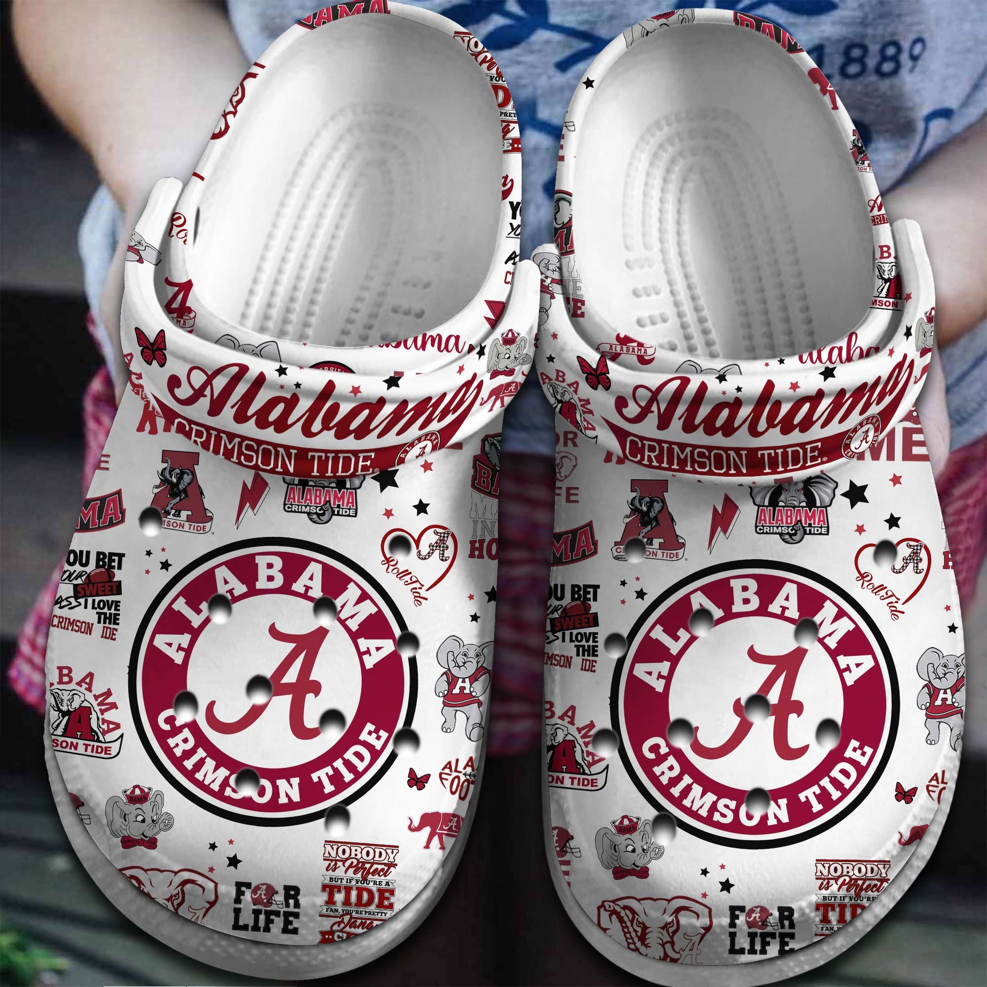 Footwearmerch Alabama Crimson Tide NCAA Sport Crocs Crocband Clogs Shoes Comfortable For Men Women and Kids