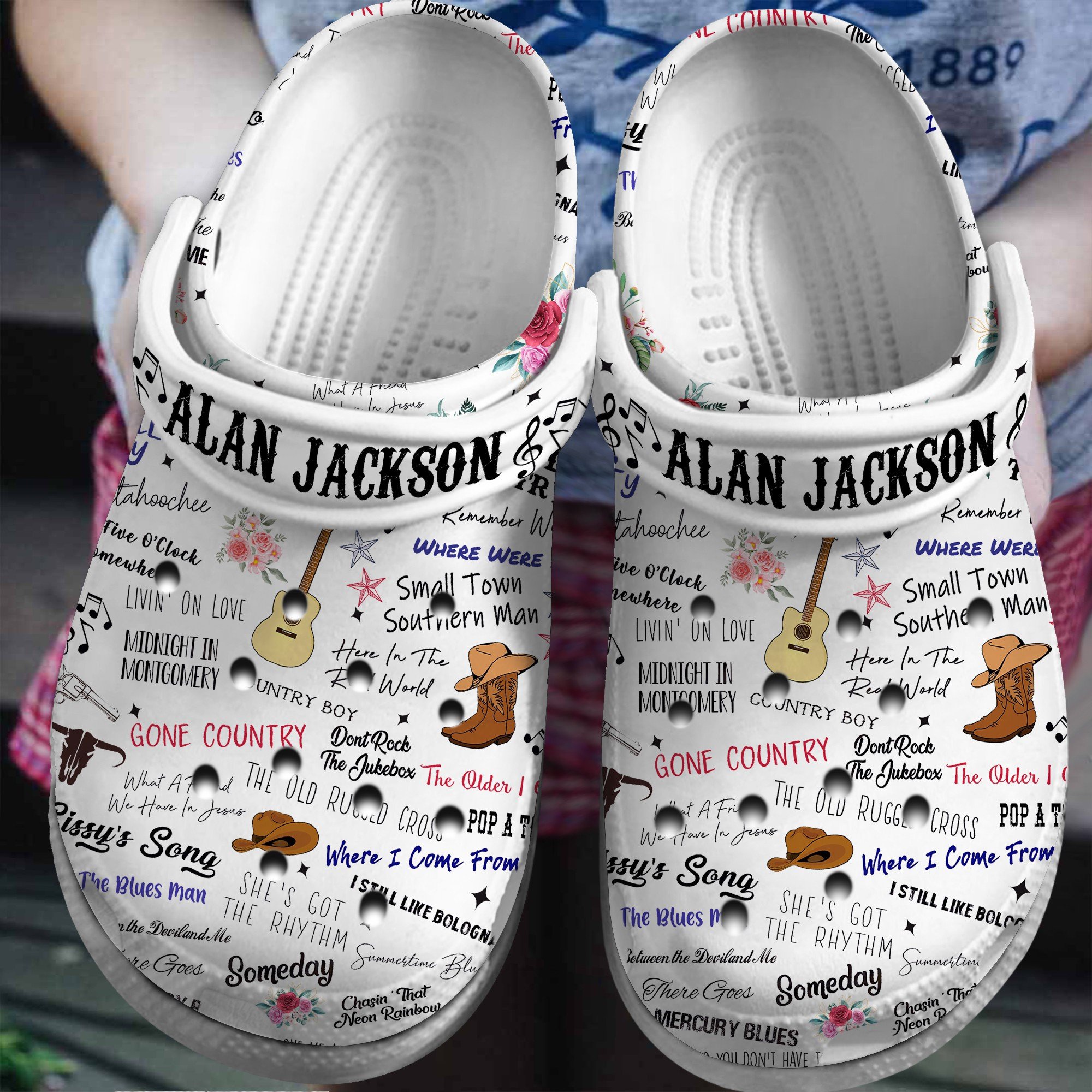 Footwearmerch Alan Jackson Singer Music Crocs Crocband Clogs Shoes Comfortable For Men Women and Kids