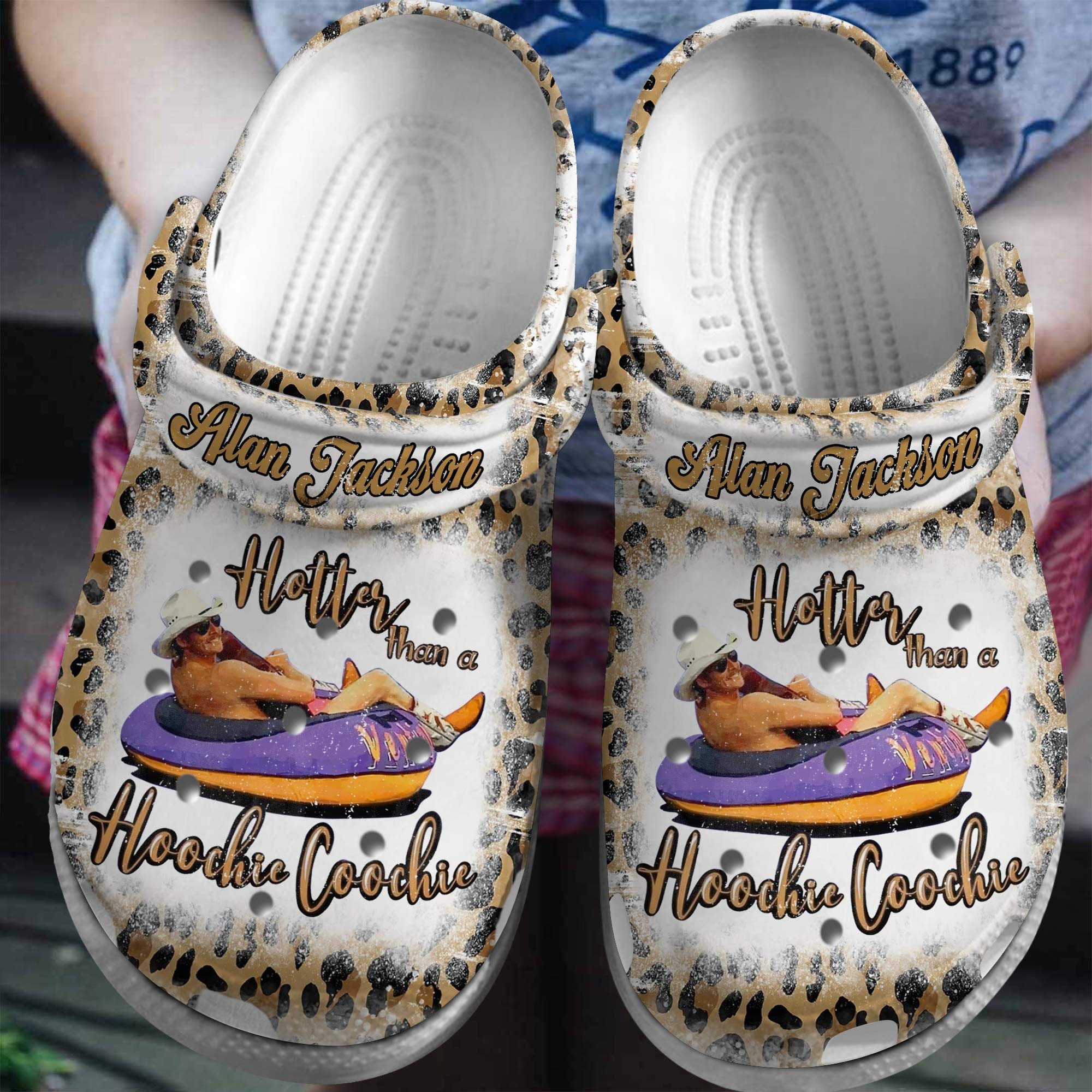 Footwearmerch Alan Jackson Singer Music hotter than a hoochie coochie Crocs Crocband Clogs Shoes Comfortable For Men Women and Kids