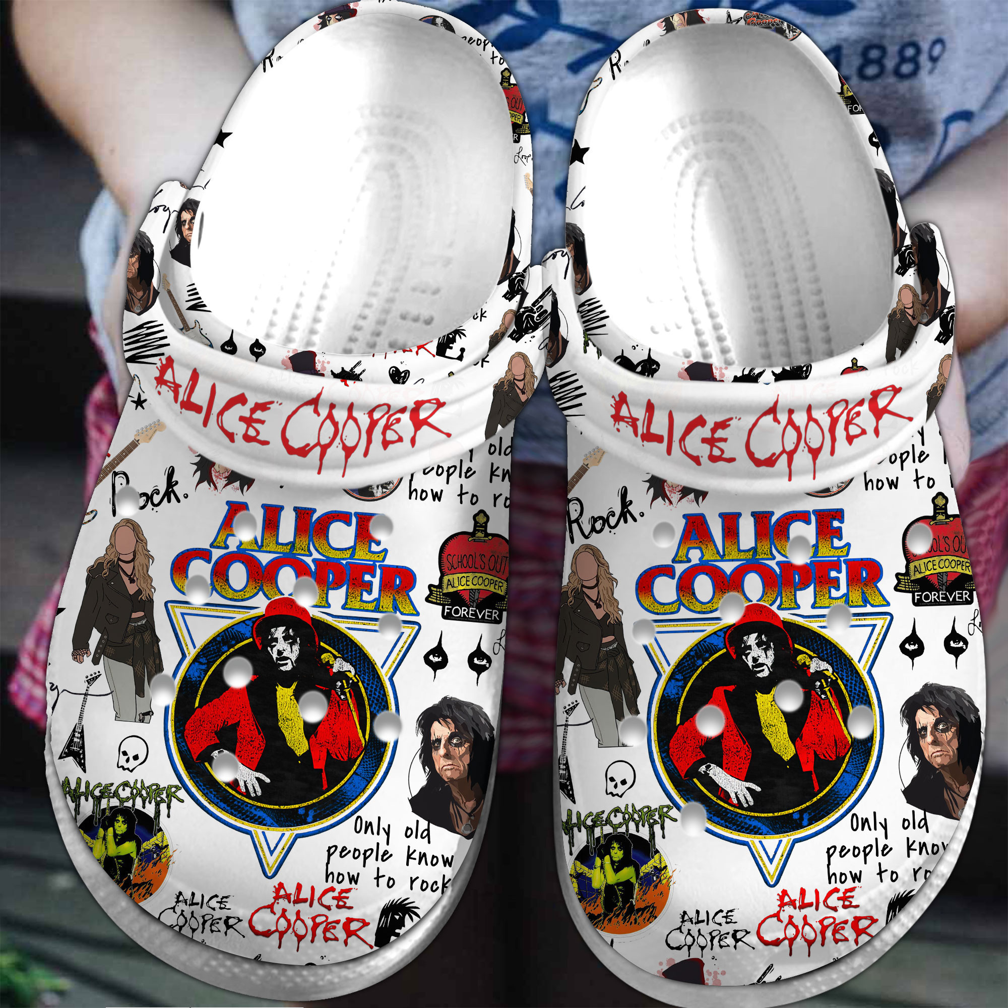 Footwearmerch Alice Cooper Music Crocs Crocband Clogs Shoes Comfortable For Men Women and Kids