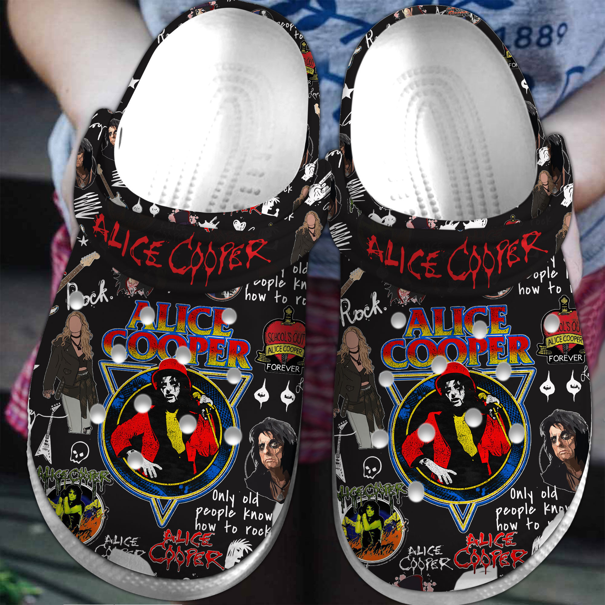 Footwearmerch Alice Cooper Music Crocs Crocband Clogs Shoes Comfortable For Men Women and Kids