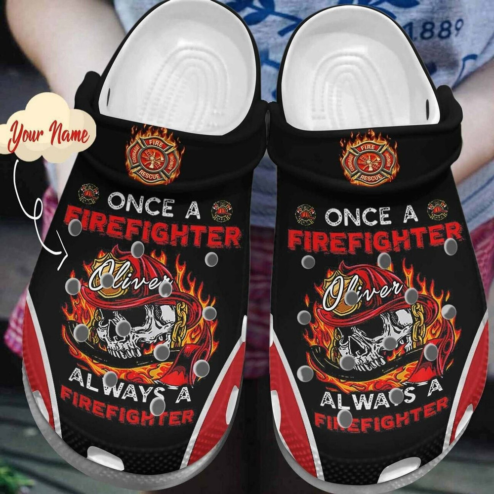 Footwearmerch Always A Firefighter Your Name Comfortable For Mens And Womens Classic Water Rubber clog Shoes Comfy Footwear