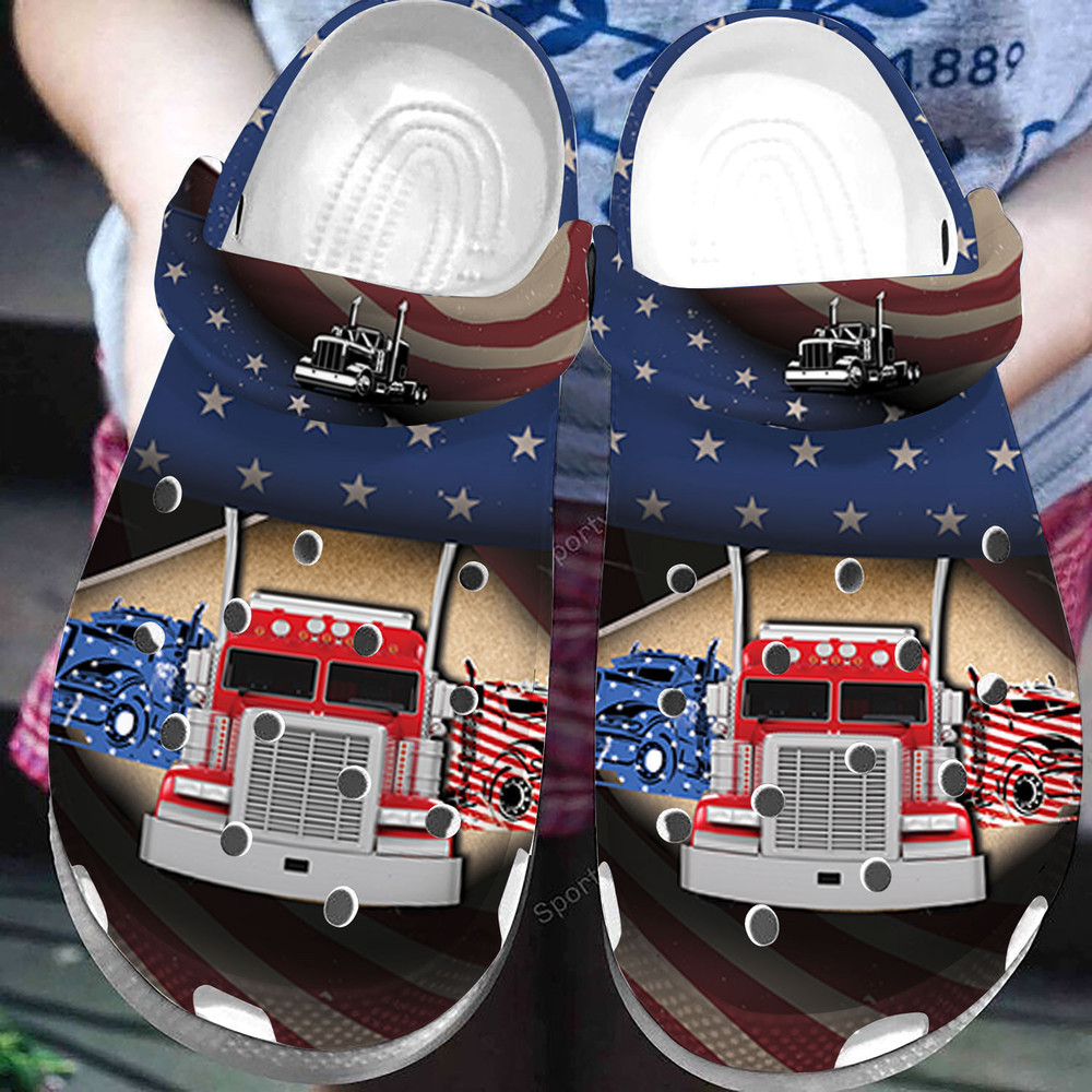 Footwearmerch Amazing Patriot Trucker American Flag Clogs Shoes