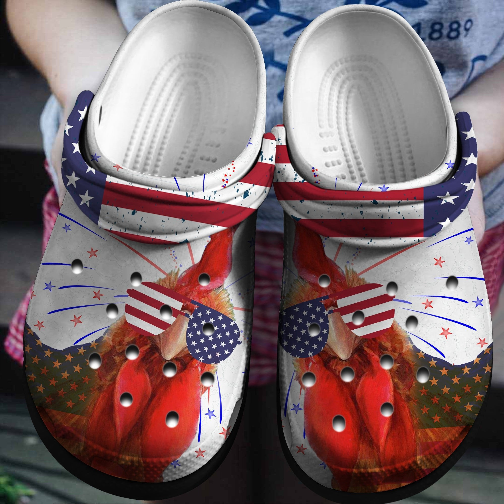 Footwearmerch America Chicken Personalized Shoes clogs Gifts For Independence Day