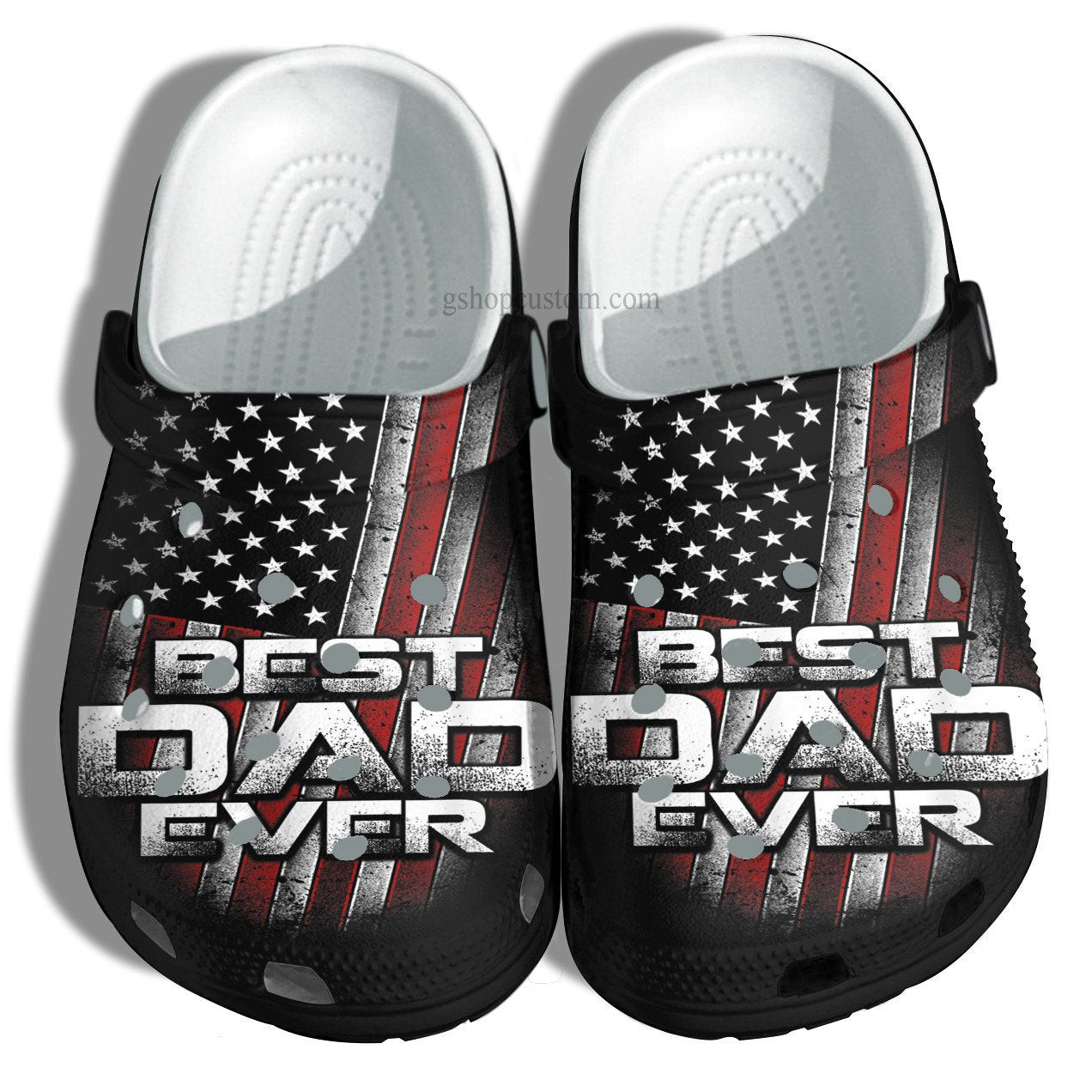 Footwearmerch America Flag Best Dad Ever Vintage Croc Shoes Gift Husband Father Day- Usa Flag 4Th Of July Grandpa Shoes Customize