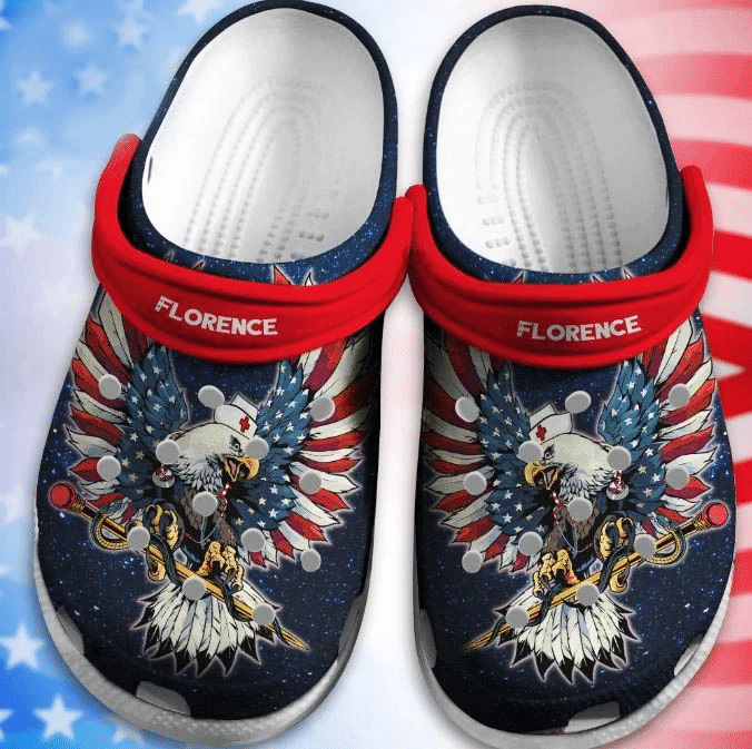 Footwearmerch American Eagle Caduceus Nurse Gift For Lover Rubber clog Shoes Comfy Footwear