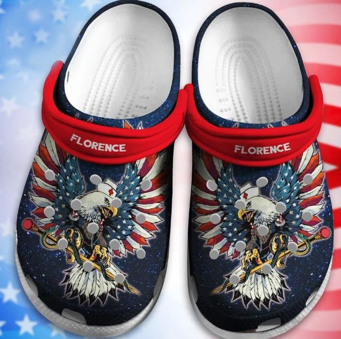 Footwearmerch American Eagle Caduceus Nurse Shoe clog Gift For 4Th Of July