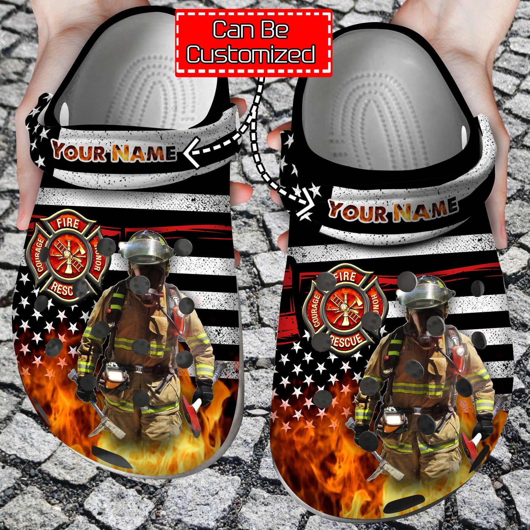 Footwearmerch American Firefighter Fire Rescue Fireman clog Shoes Custom