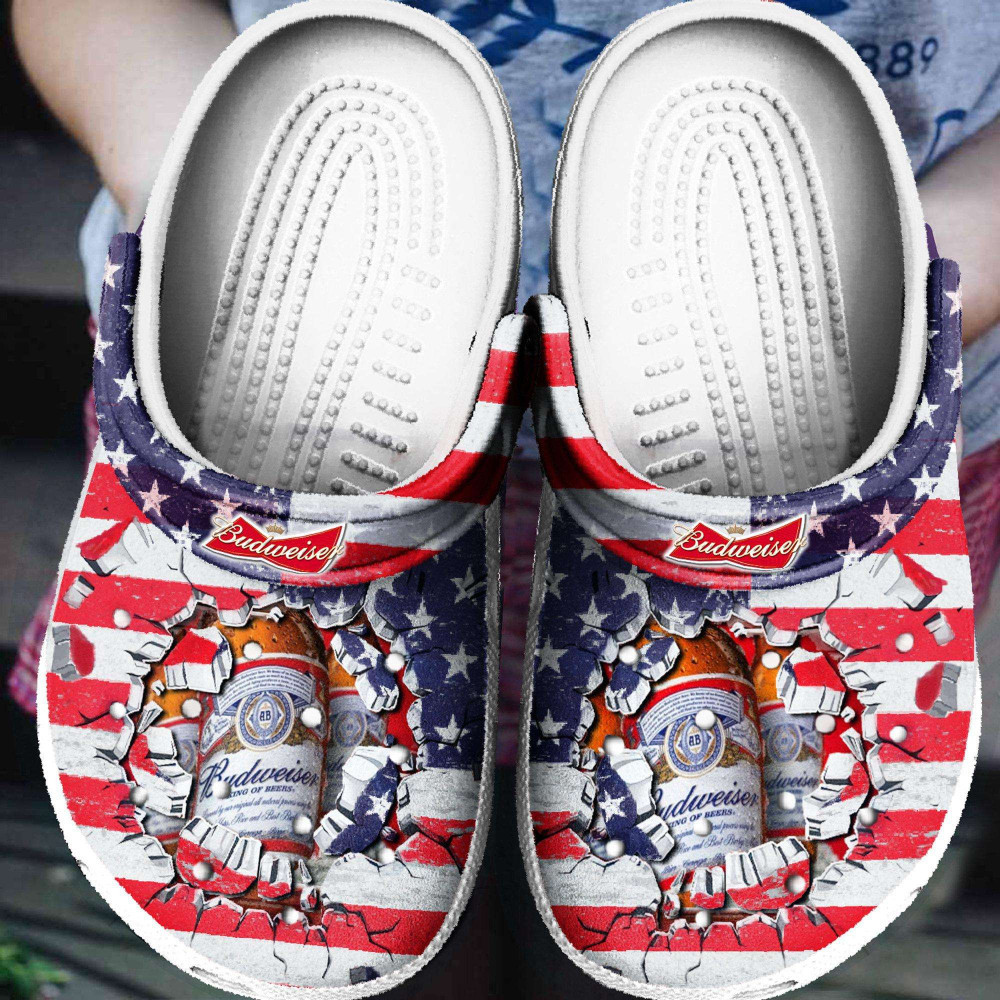 Footwearmerch American Flag And Budweiser For Mens And Womens Classic Water Rubber clog Shoes Comfy Footwear